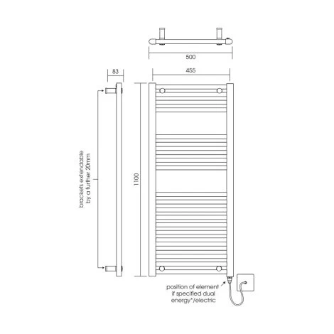 Yarnfield Straight Heated Heated Towel Rail Radiator, 600mm - Choice of Size and Colour - Image 51
