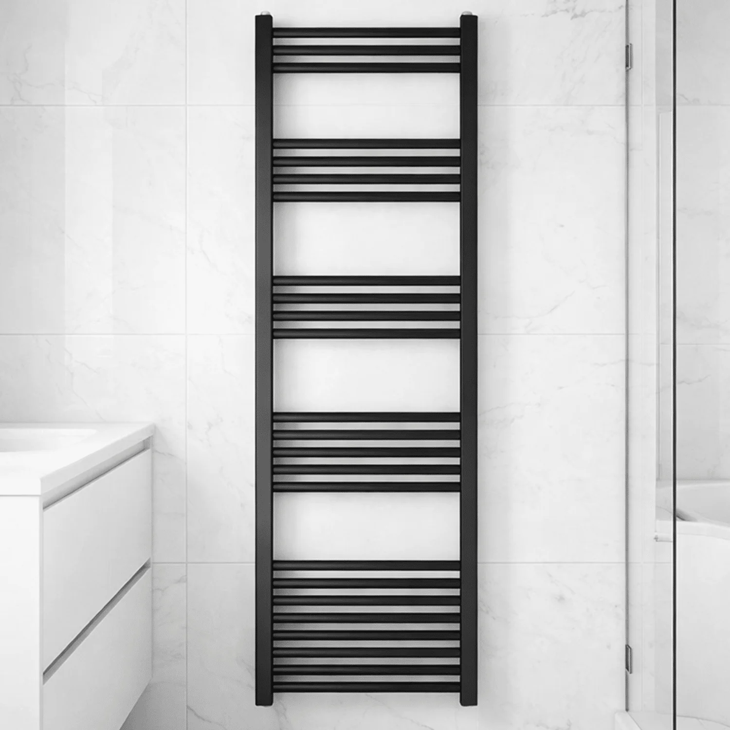 Yarnfield Straight Heated Rail Dual Fuel Towel Warmer, 500mm - Choice of Size and Colour - Image 10