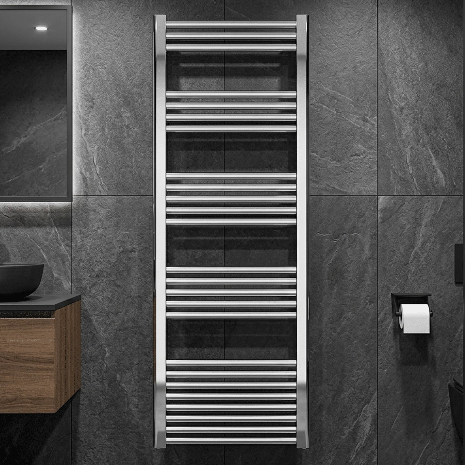 Yarnfield Straight Heated Rail Dual Fuel Towel Warmer, 500mm - Choice of Size and Colour - Image 11