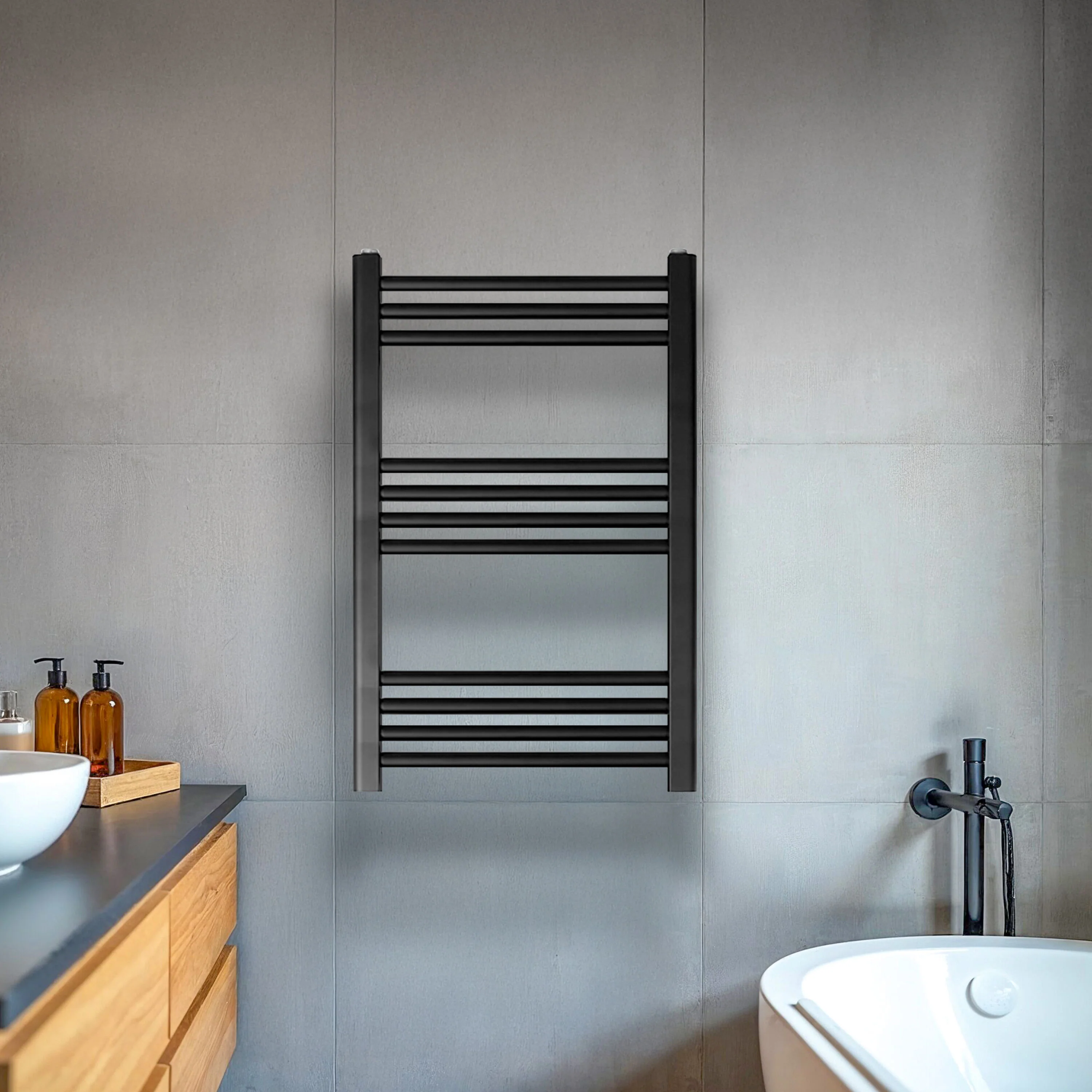 Yarnfield Straight Heated Rail Dual Fuel Towel Warmer, 500mm - Choice of Size and Colour - Image 12