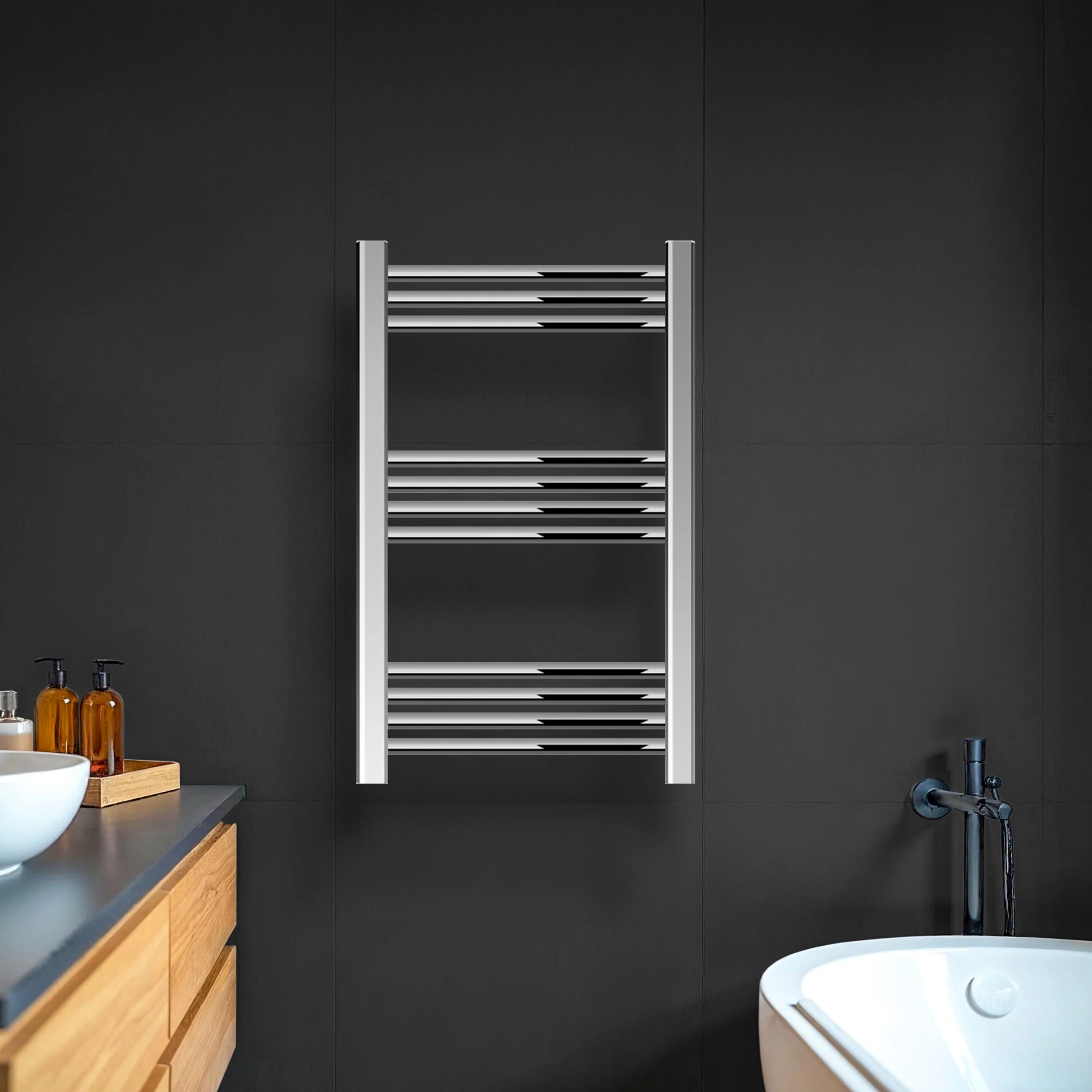 Yarnfield Straight Heated Rail Dual Fuel Towel Warmer, 500mm - Choice of Size and Colour - Image 13