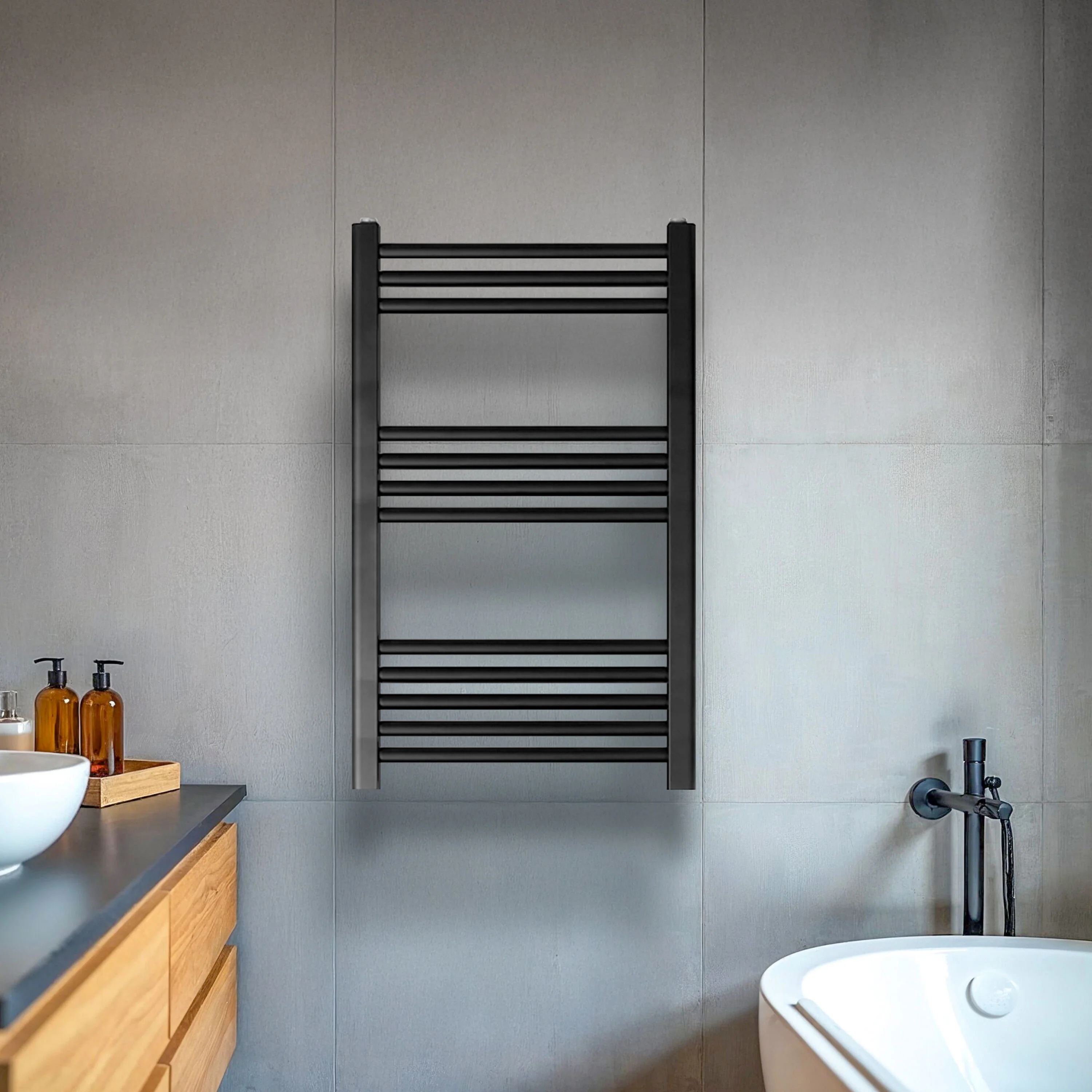 Yarnfield Straight Heated Rail Dual Fuel Towel Warmer, 500mm - Choice of Size and Colour - Image 14