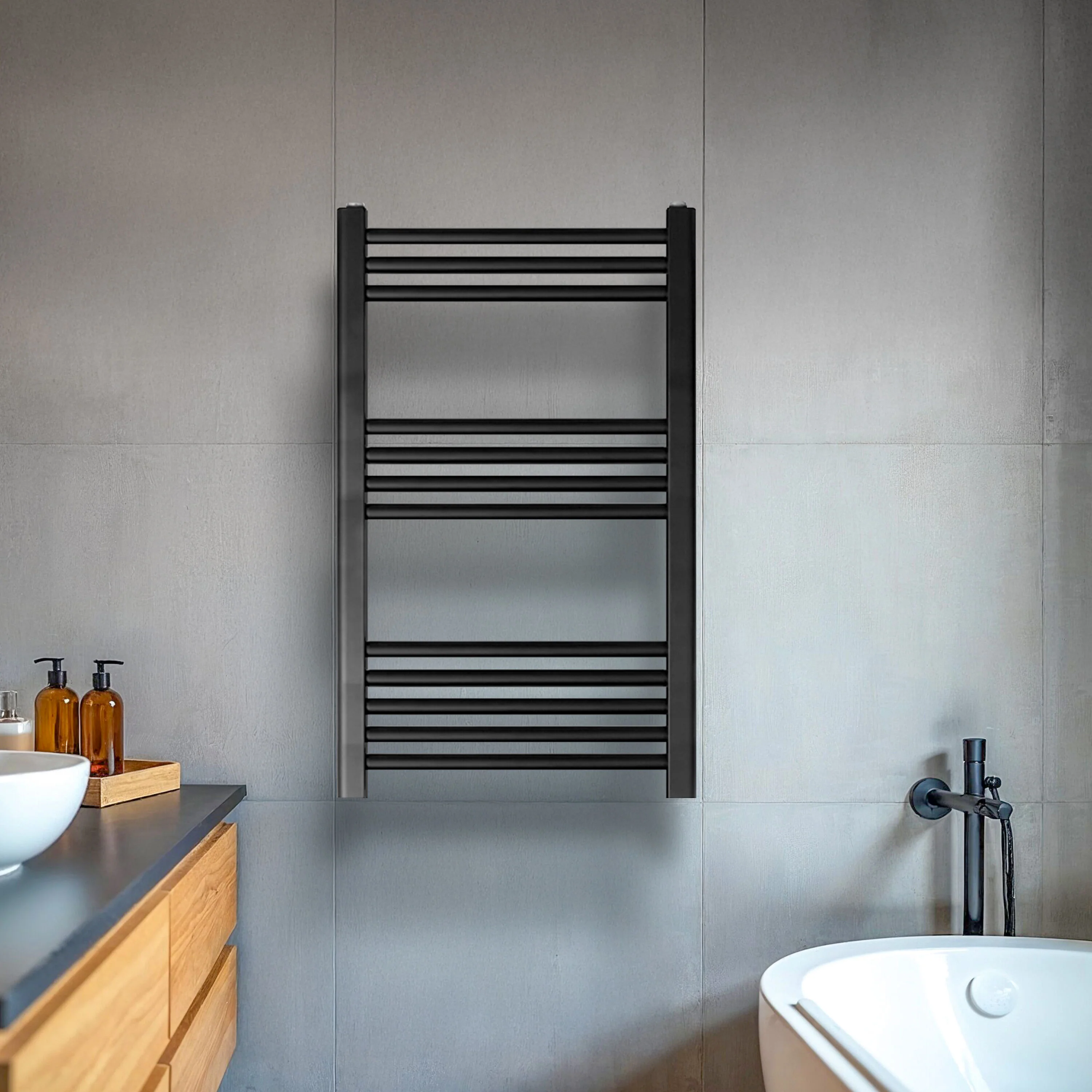 Yarnfield Straight Heated Rail Dual Fuel Towel Warmer, 500mm - Choice of Size and Colour - Image 15