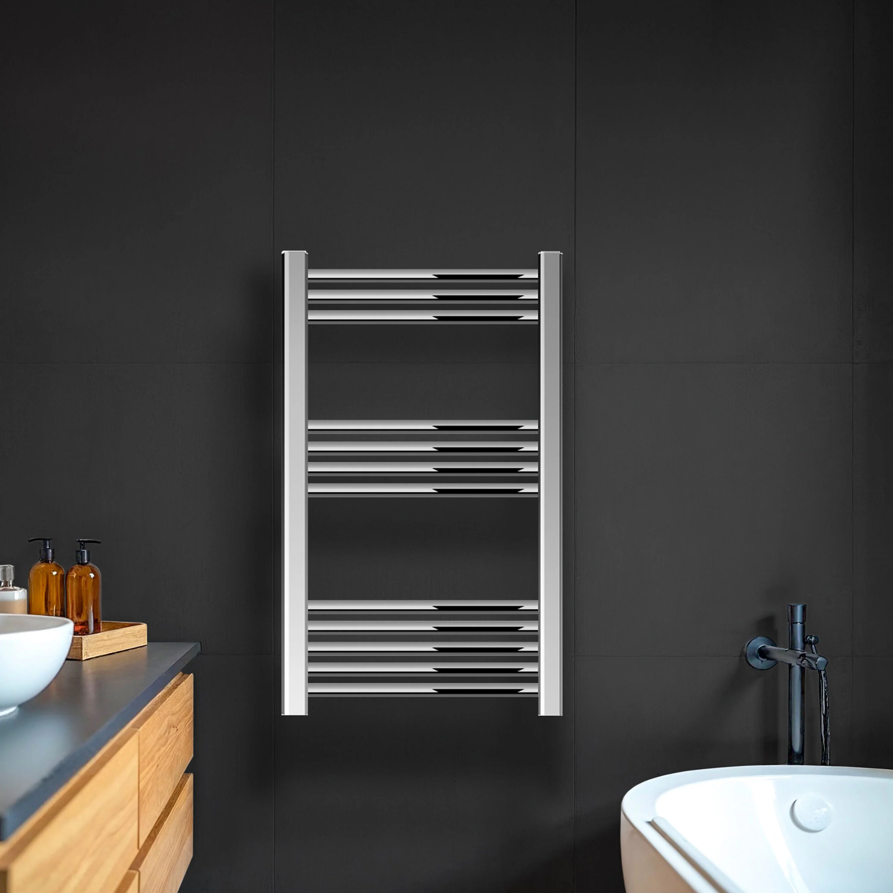 Yarnfield Straight Heated Rail Dual Fuel Towel Warmer, 500mm - Choice of Size and Colour - Image 16
