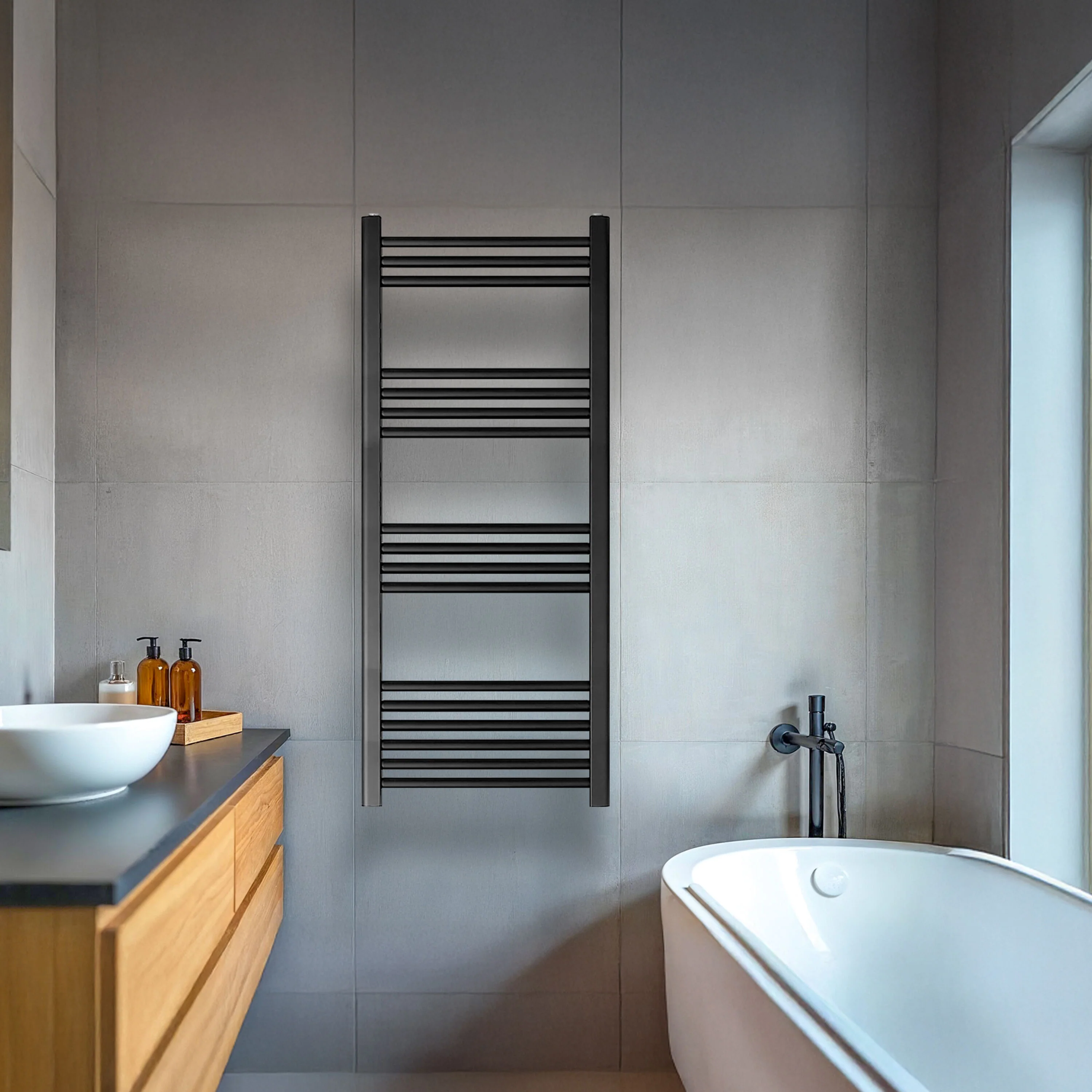 Yarnfield Straight Heated Rail Dual Fuel Towel Warmer, 500mm - Choice of Size and Colour - Image 17
