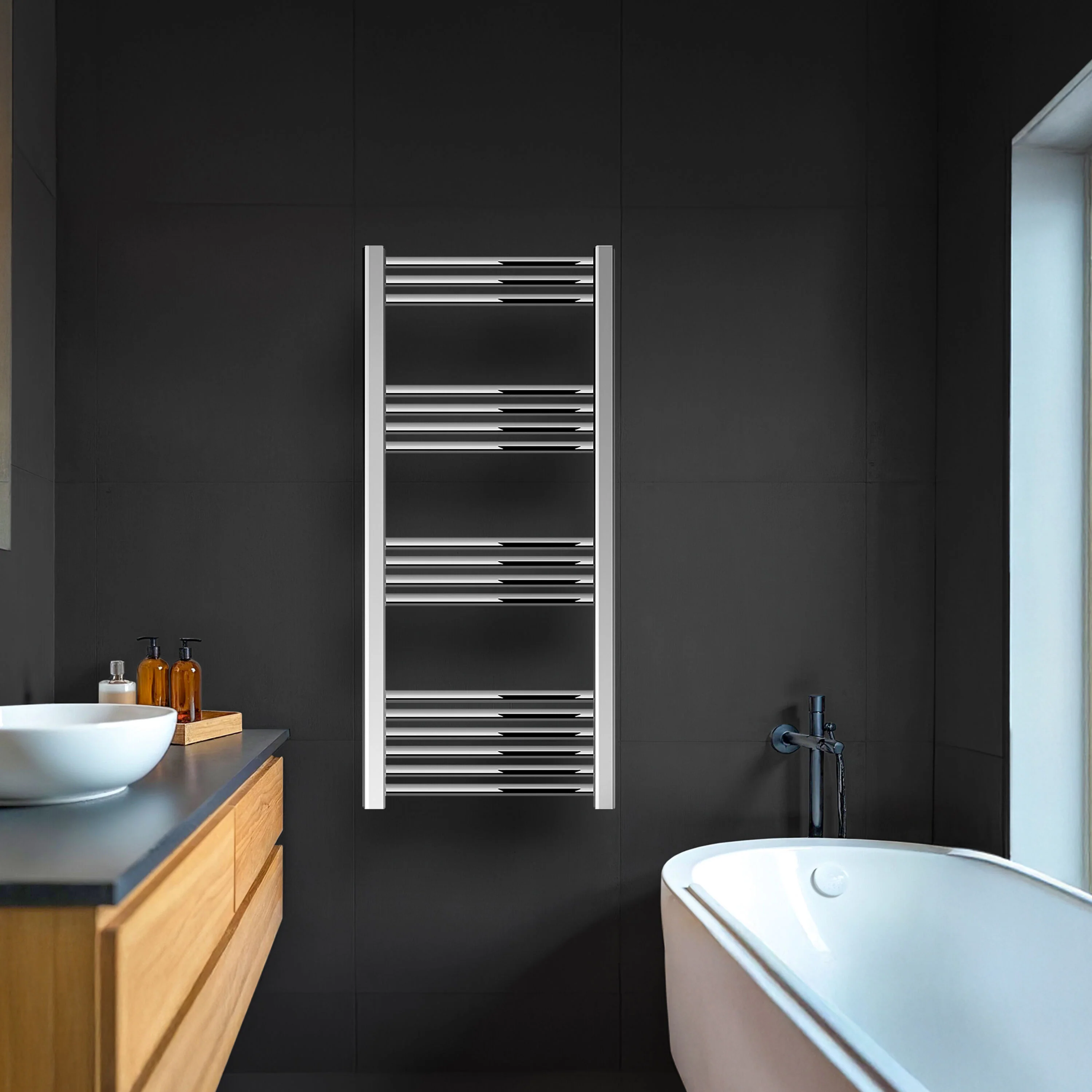 Yarnfield Straight Heated Rail Dual Fuel Towel Warmer, 500mm - Choice of Size and Colour - Image 18