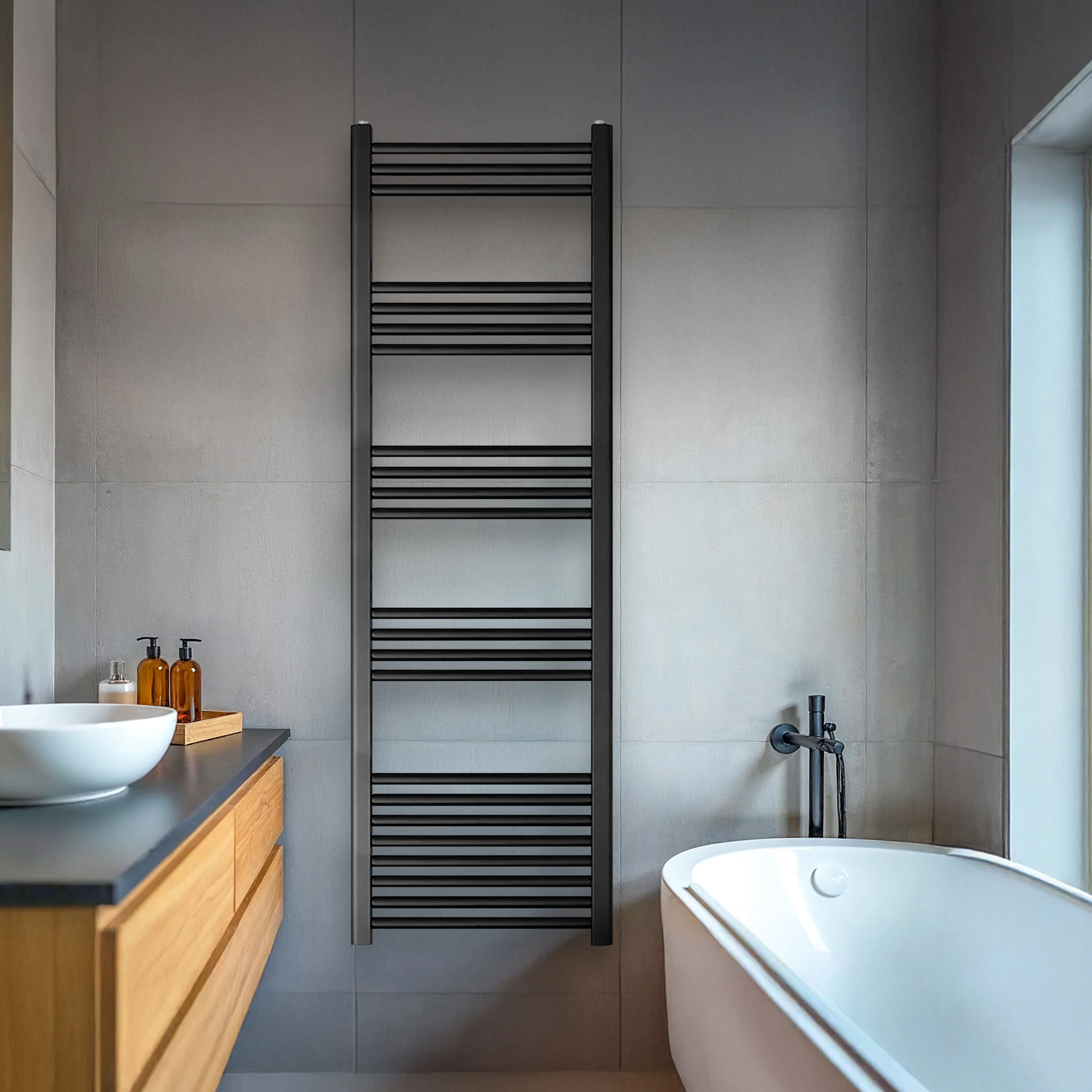 Yarnfield Straight Heated Rail Dual Fuel Towel Warmer, 500mm - Choice of Size and Colour - Image 19