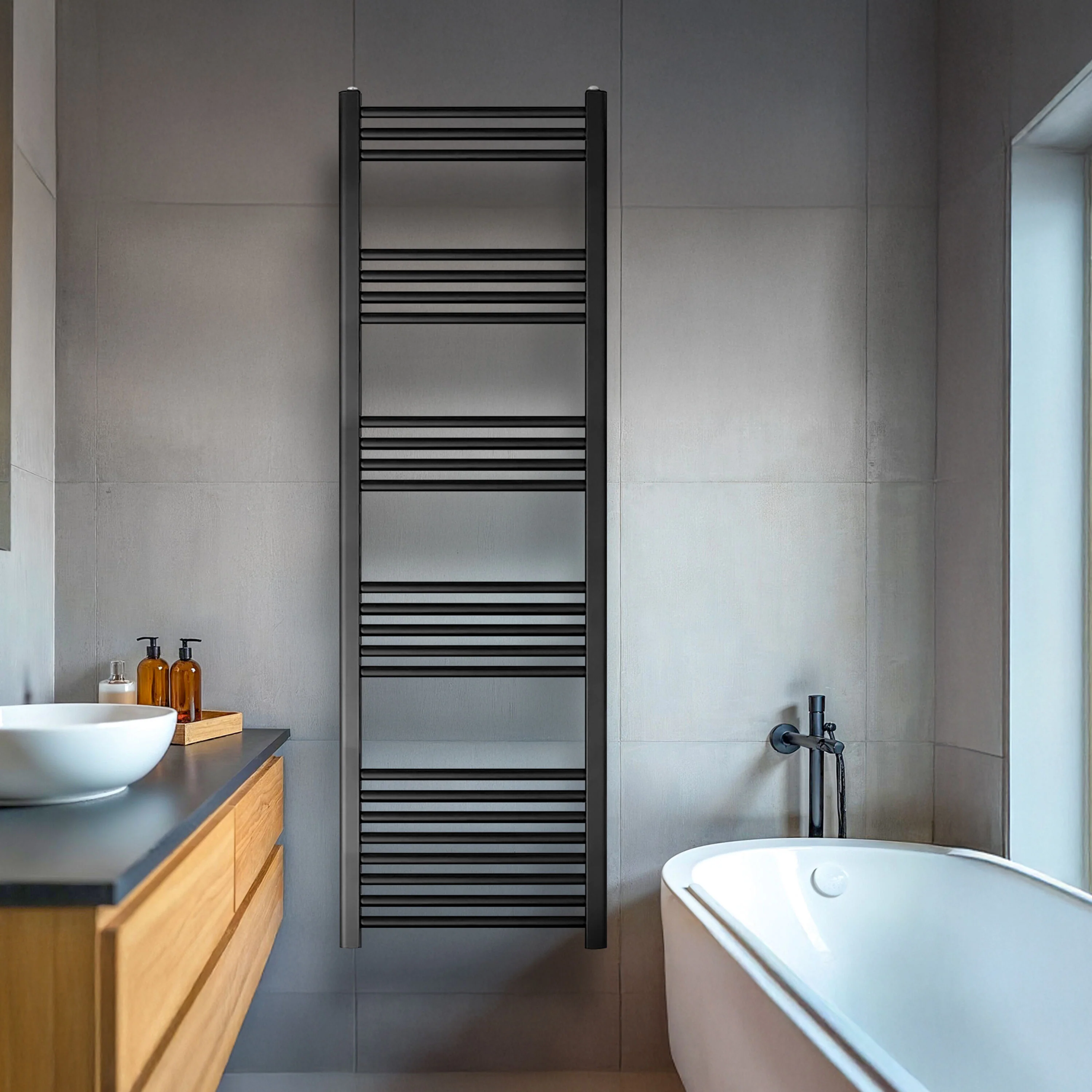 Yarnfield Straight Heated Rail Dual Fuel Towel Warmer, 500mm - Choice of Size and Colour - Image 21