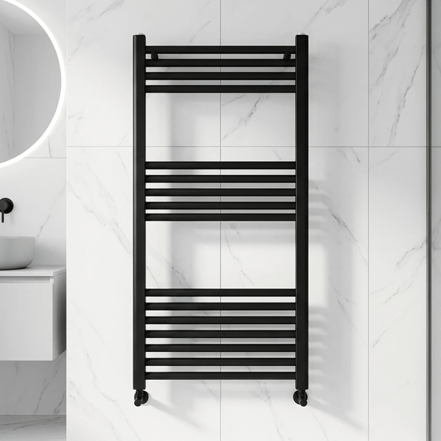 Yarnfield Straight Heated Rail Dual Fuel Towel Warmer, 500mm - Choice of Size and Colour - Image 3