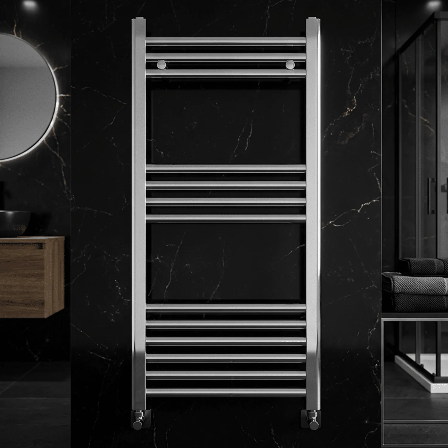 Yarnfield Straight Heated Rail Dual Fuel Towel Warmer, 500mm - Choice of Size and Colour - Image 5
