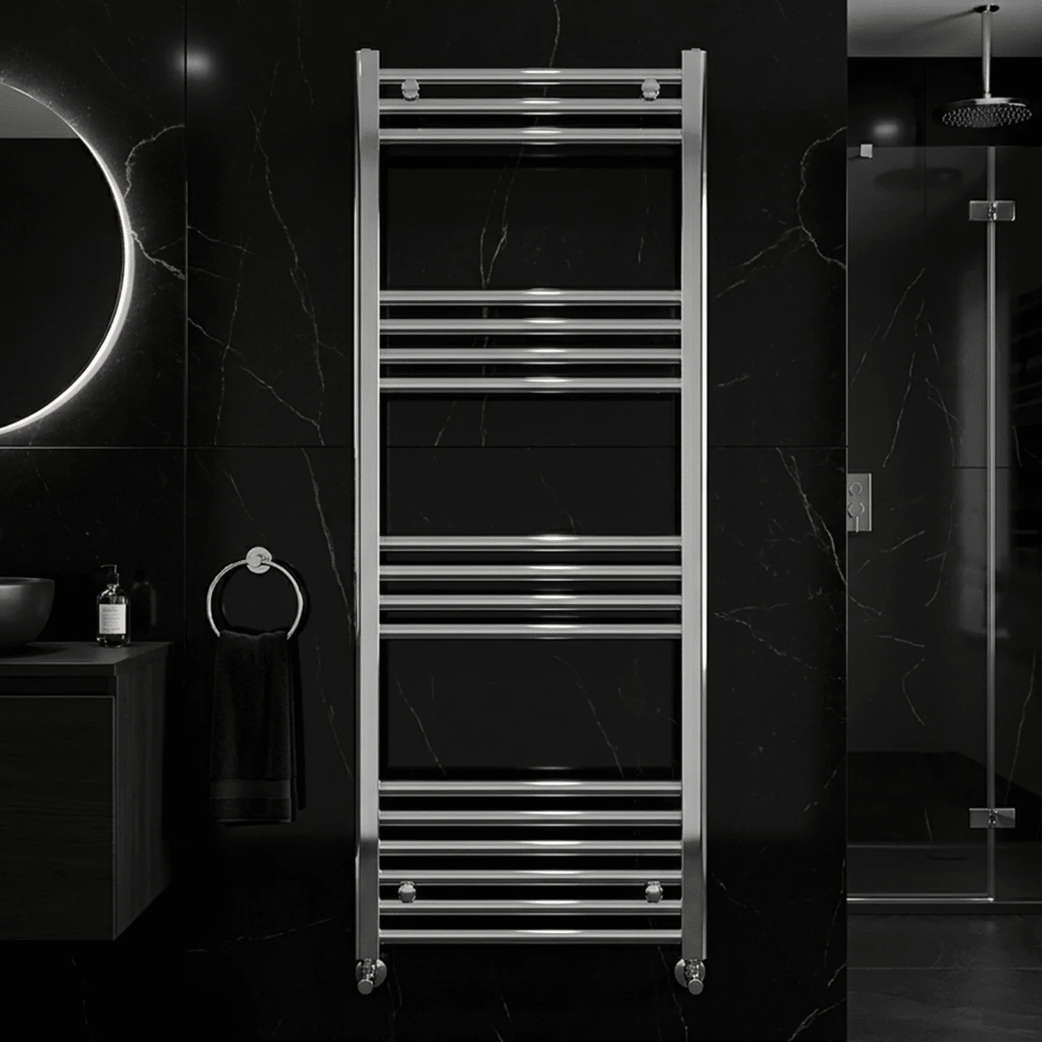 Yarnfield Straight Heated Rail Dual Fuel Towel Warmer, 500mm - Choice of Size and Colour - Image 7