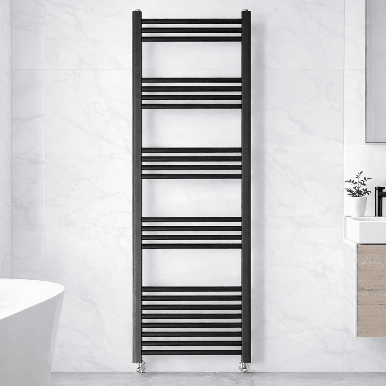 Yarnfield Straight Heated Rail Dual Fuel Towel Warmer, 500mm - Choice of Size and Colour - Image 8