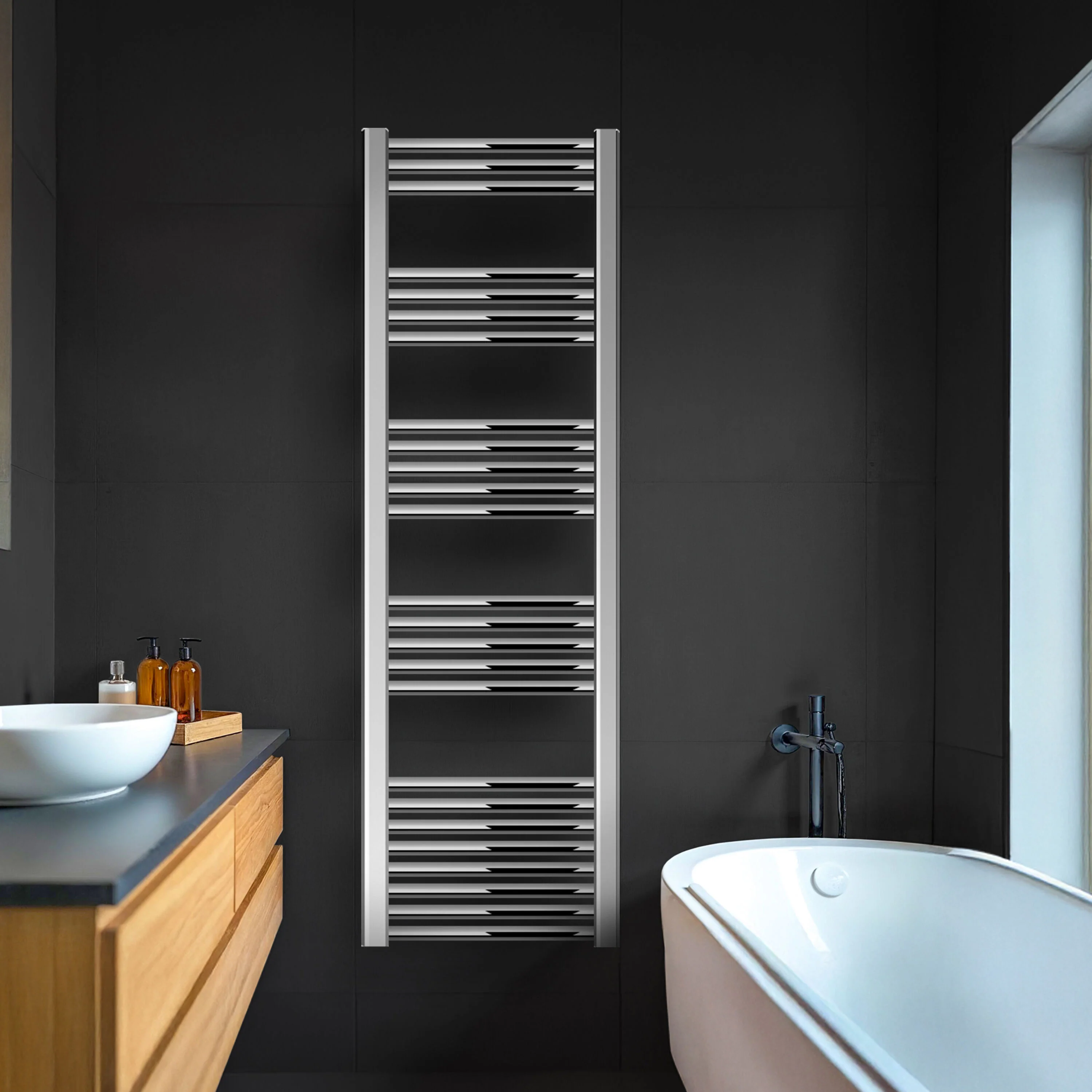 Yarnfield Straight Heated Rail Dual Fuel Towel Warmer, 400mm - Choice of Size and Colour - Image 10