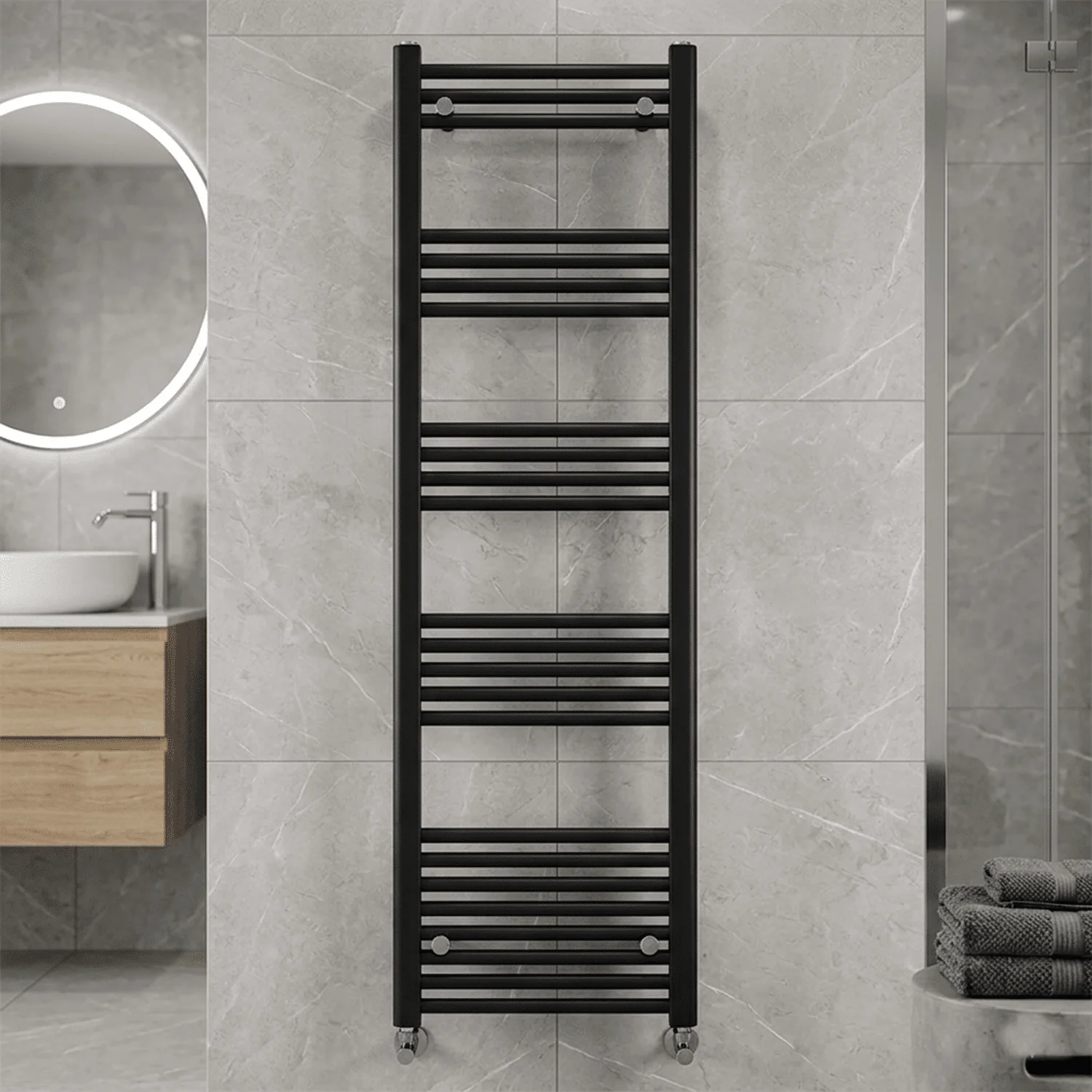 Yarnfield Straight Heated Rail Dual Fuel Towel Warmer, 400mm - Choice of Size and Colour - Image 3