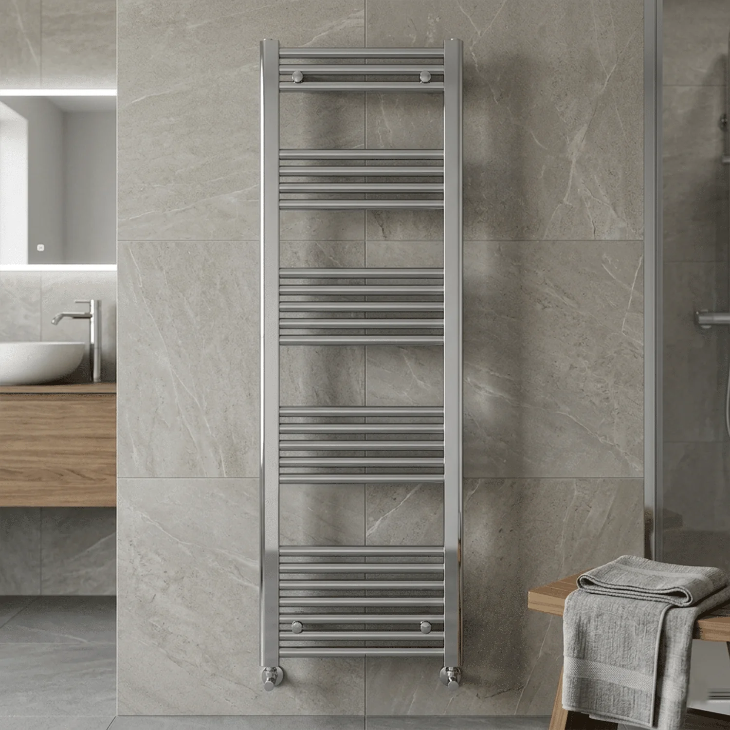 Yarnfield Straight Heated Rail Dual Fuel Towel Warmer, 400mm - Choice of Size and Colour - Image 4