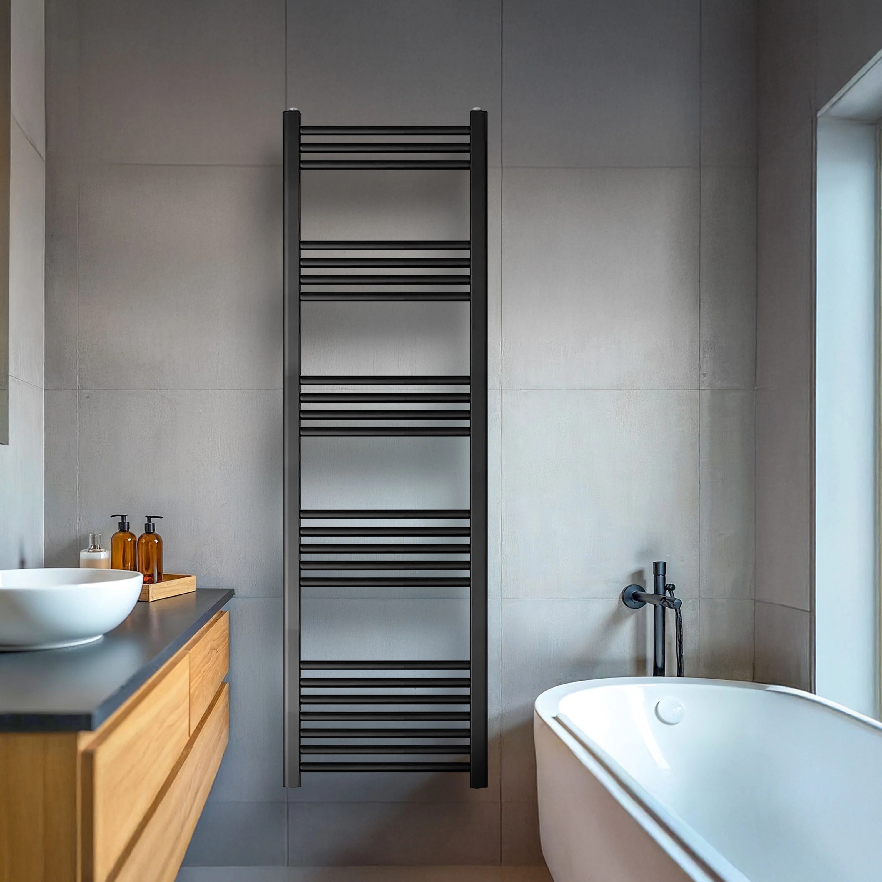 Yarnfield Straight Heated Rail Dual Fuel Towel Warmer, 400mm - Choice of Size and Colour - Image 7