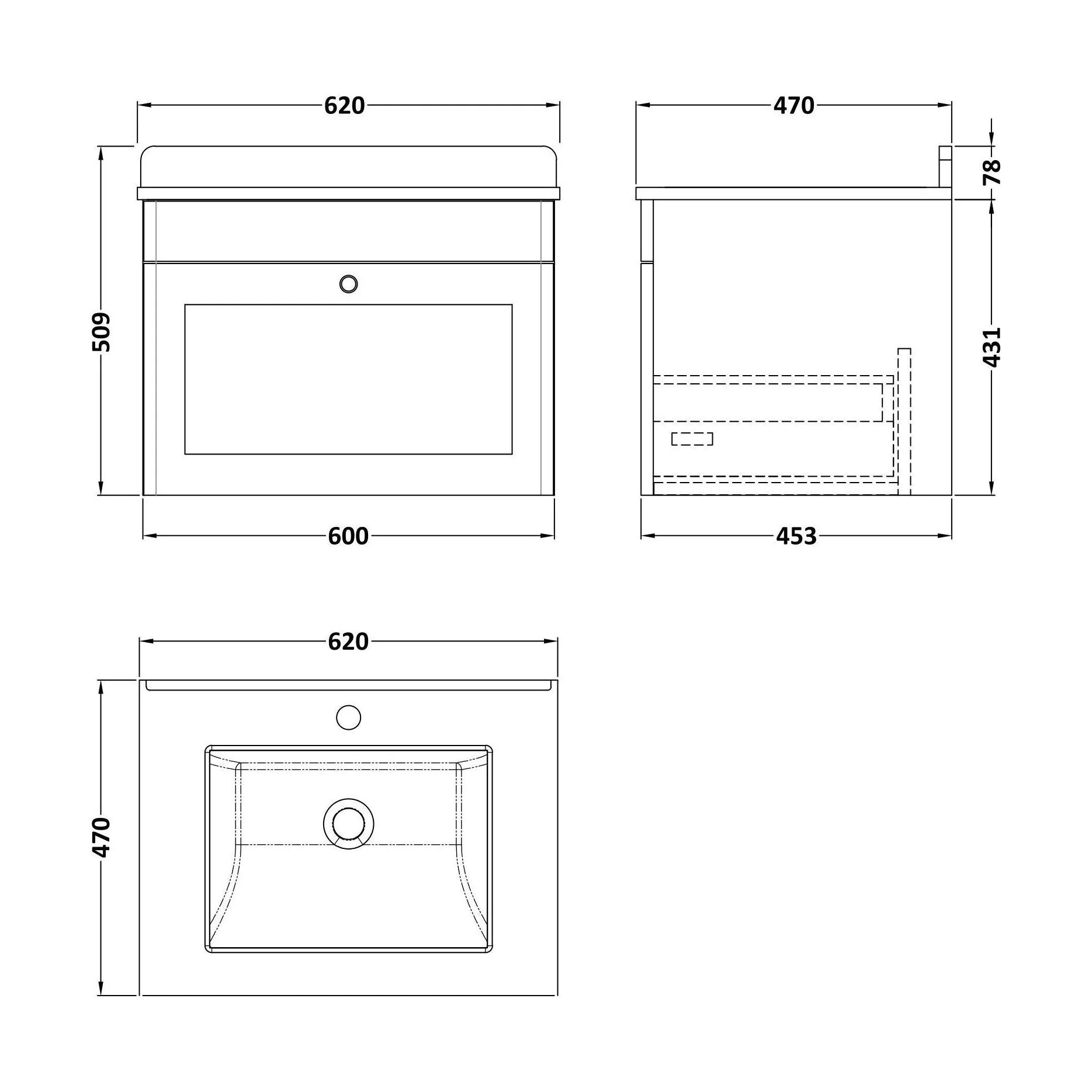 Swynnerton Traditional 1 Drawer Wall Hung Vanity Unit with Marble Basin, Satin Green, 600mm - Image 2