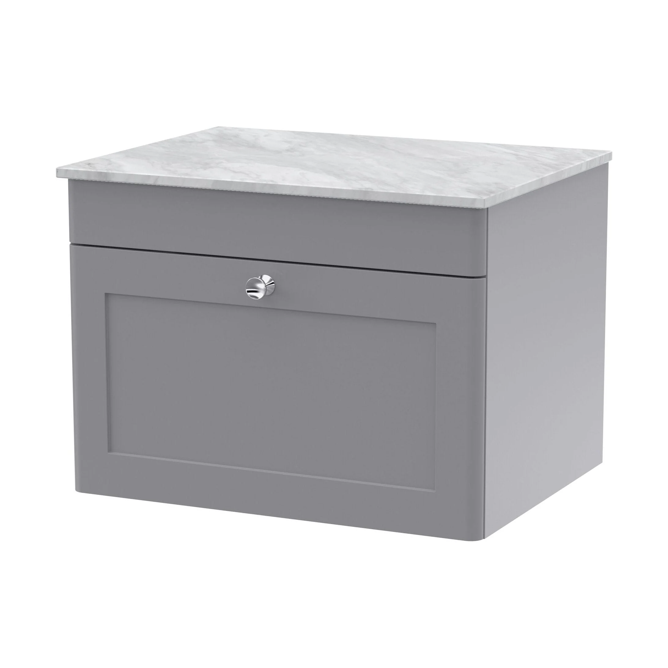 Swynnerton Traditional 1 Drawer Wall Hung Vanity Unit with Marble Top, 600mm