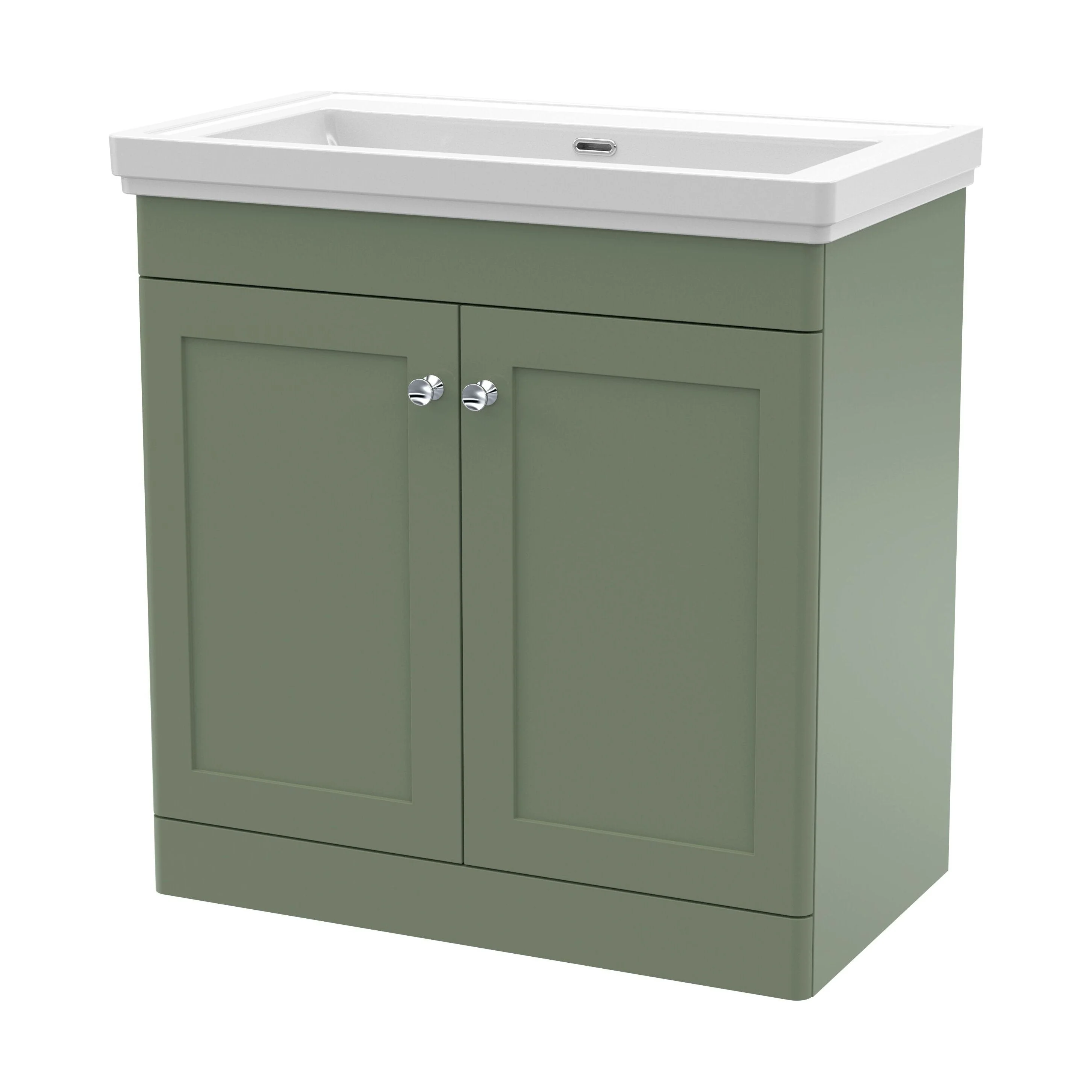 Swynnerton Traditional 2 Door Floor Standing Vanity Unit with Basin, Satin Green, 800mm