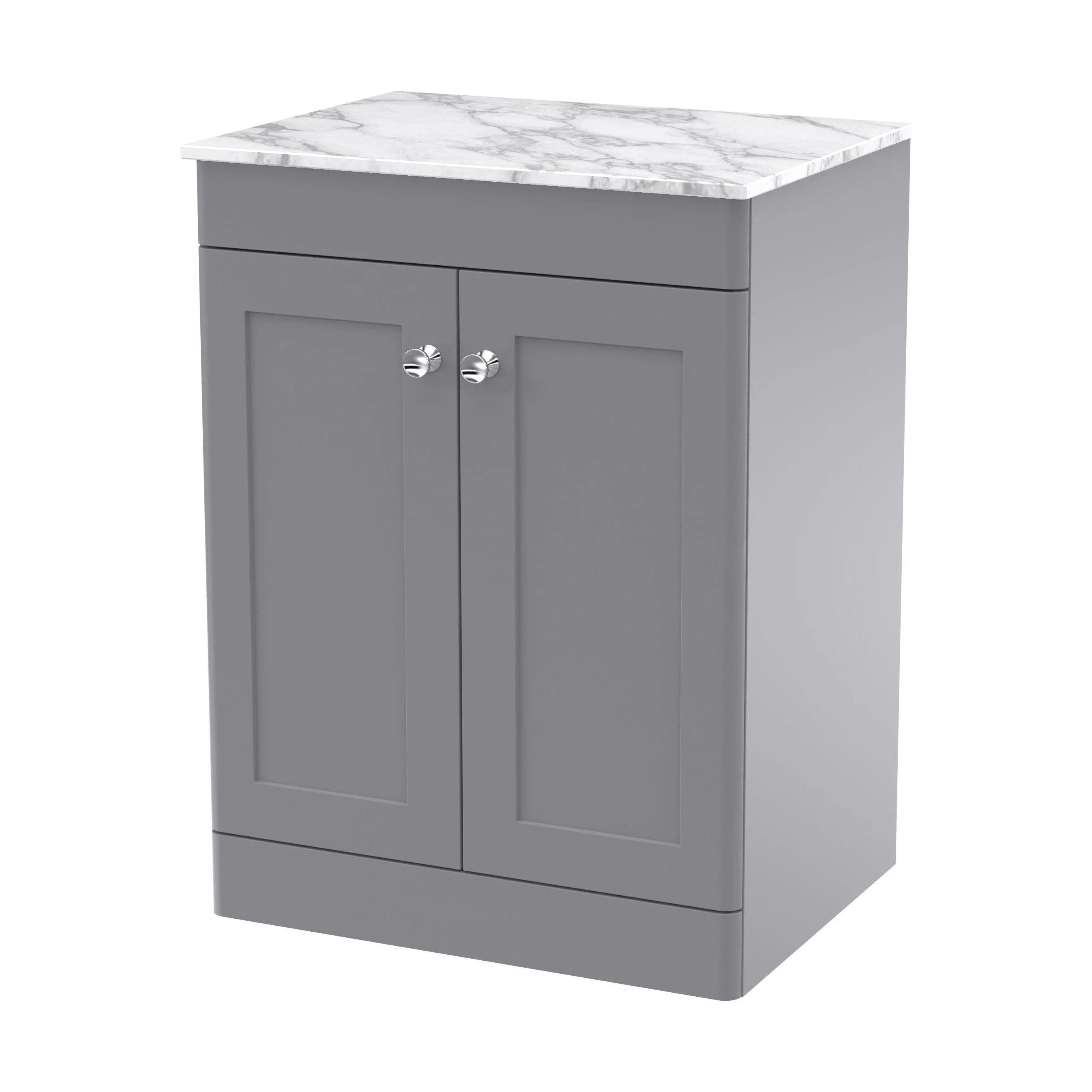 Swynnerton Traditional 2 Door Floor Standing Vanity Unit with Marble Top, 600mm