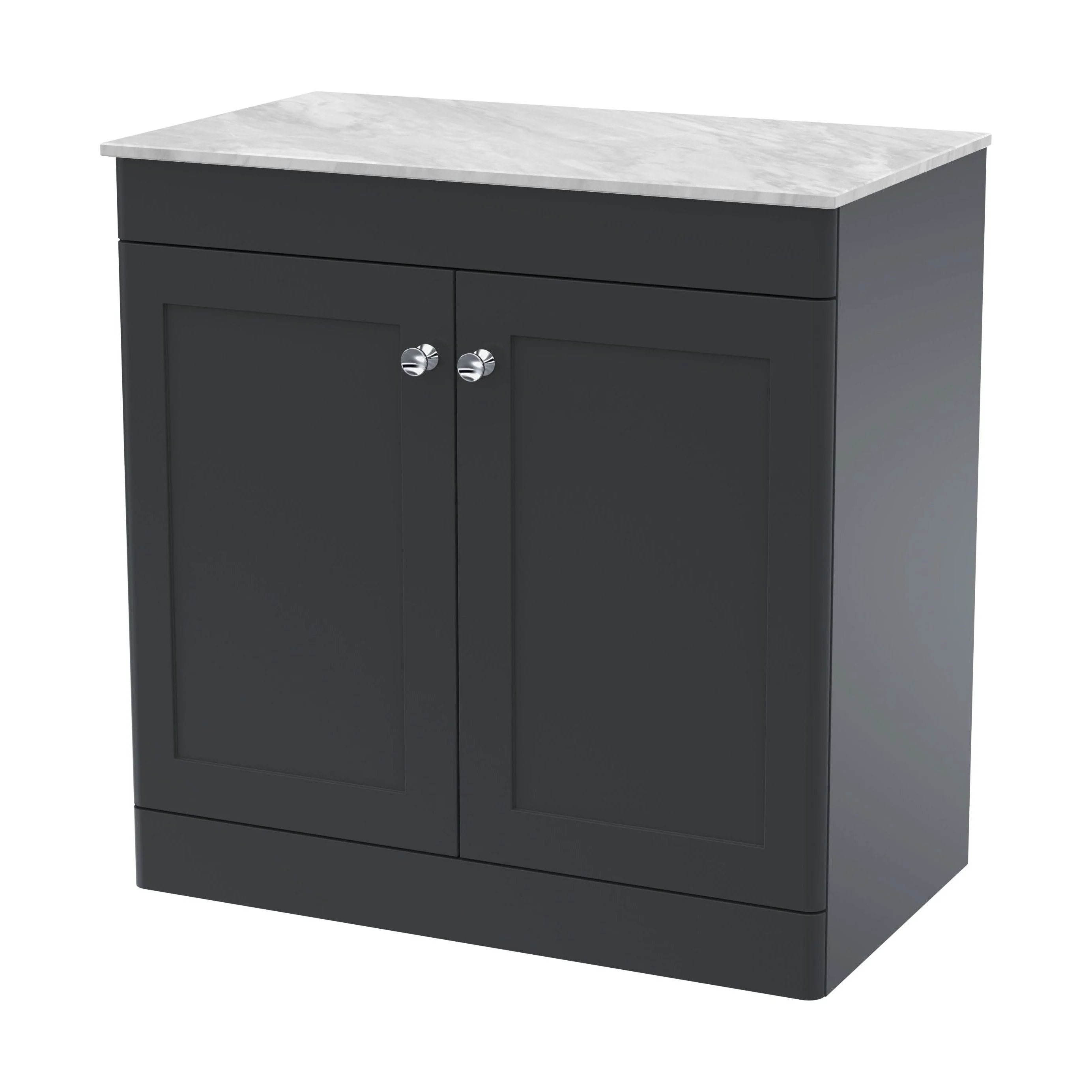 Swynnerton Traditional 2 Door Floor Standing Vanity Unit with Marble Top, Dark Grey, 800mm