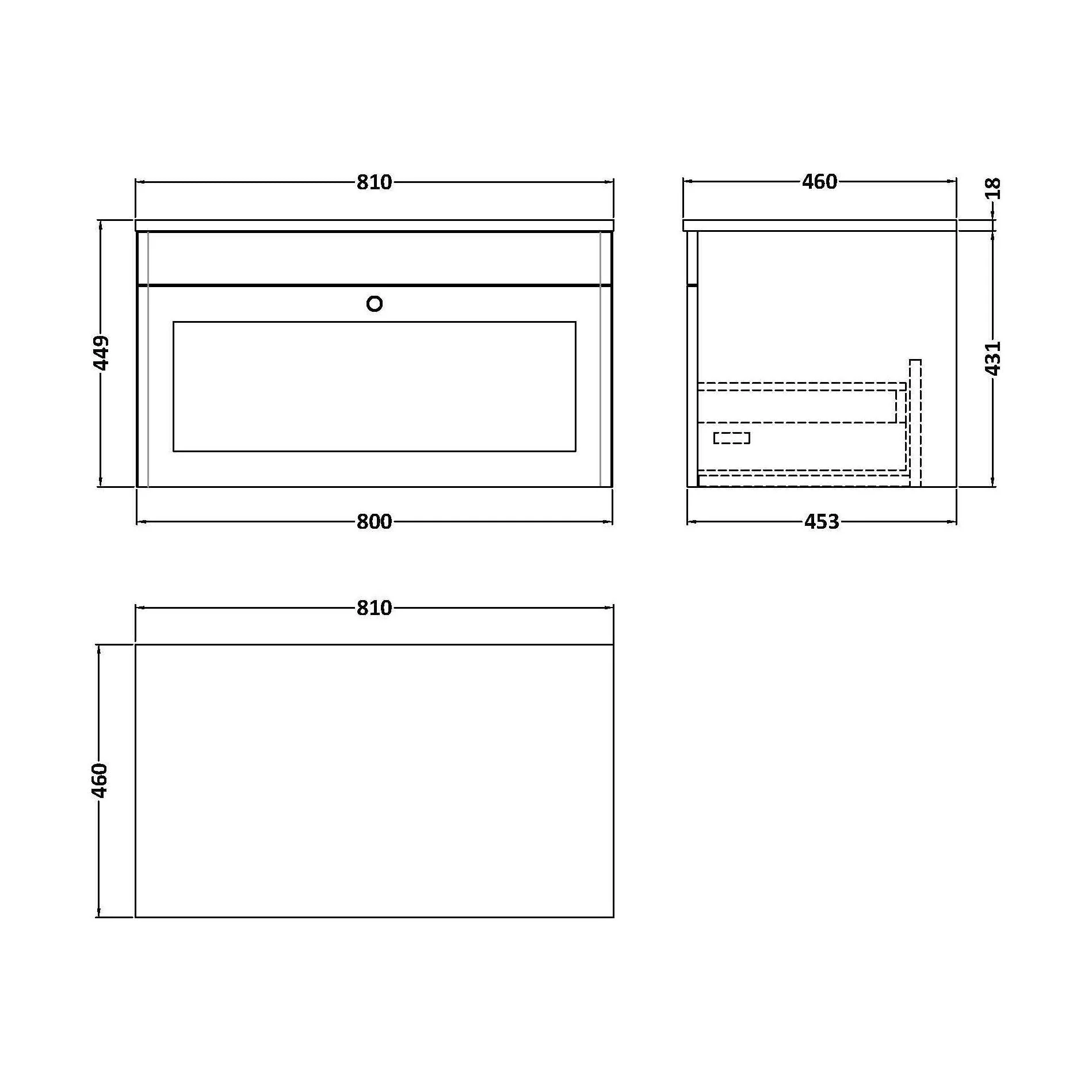 Swynnerton Traditional Wall Hung Vanity Unit with Marble Top, 800mm - Image 2