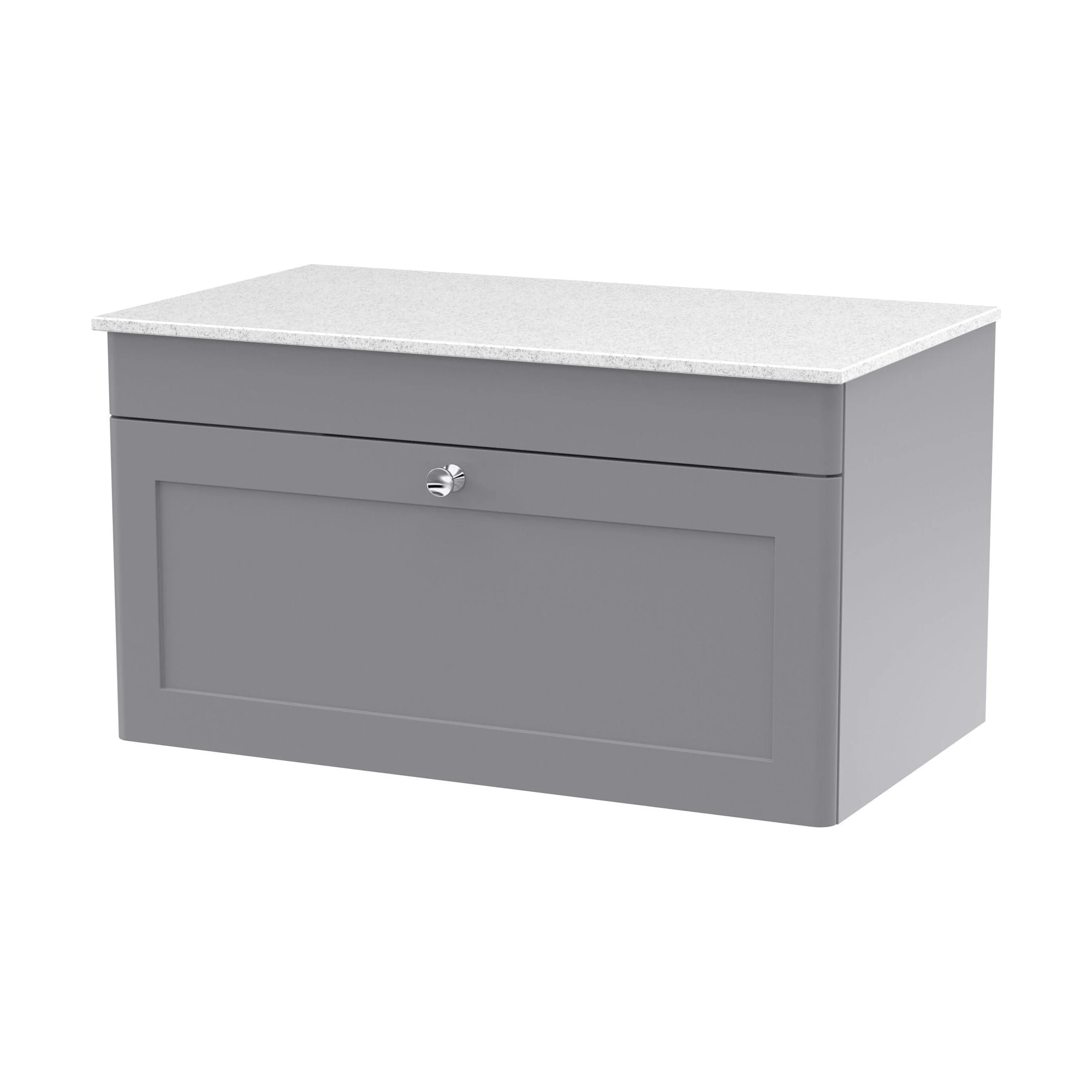 Swynnerton Traditional Wall Hung Vanity Unit with Marble Top, Satin Grey, 800mm