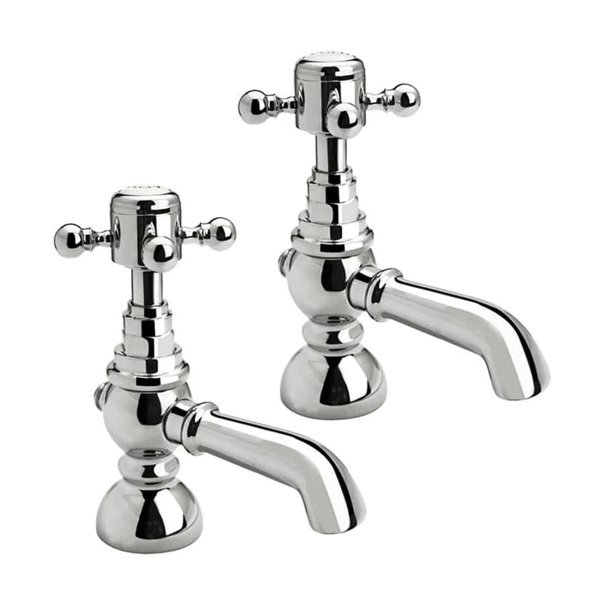 Traditional Bathroom Basin Pillar Taps - Crosshead Handles - Chrome