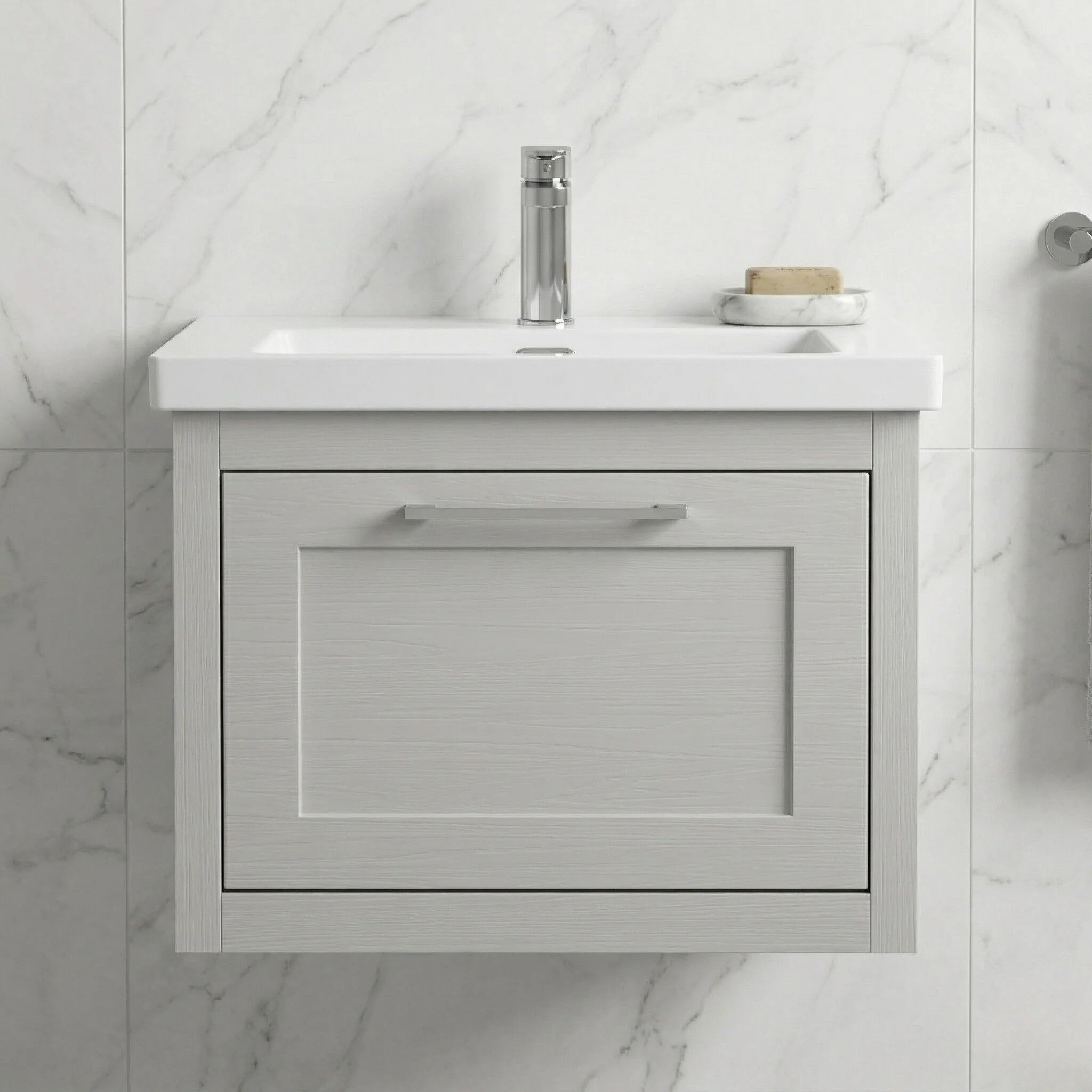 Blithbury Traditional Bathroom Wall Hung Vanity with Modern Fireclay Basin Unit - Choice of Size, Colour and Basin Type - Image 14