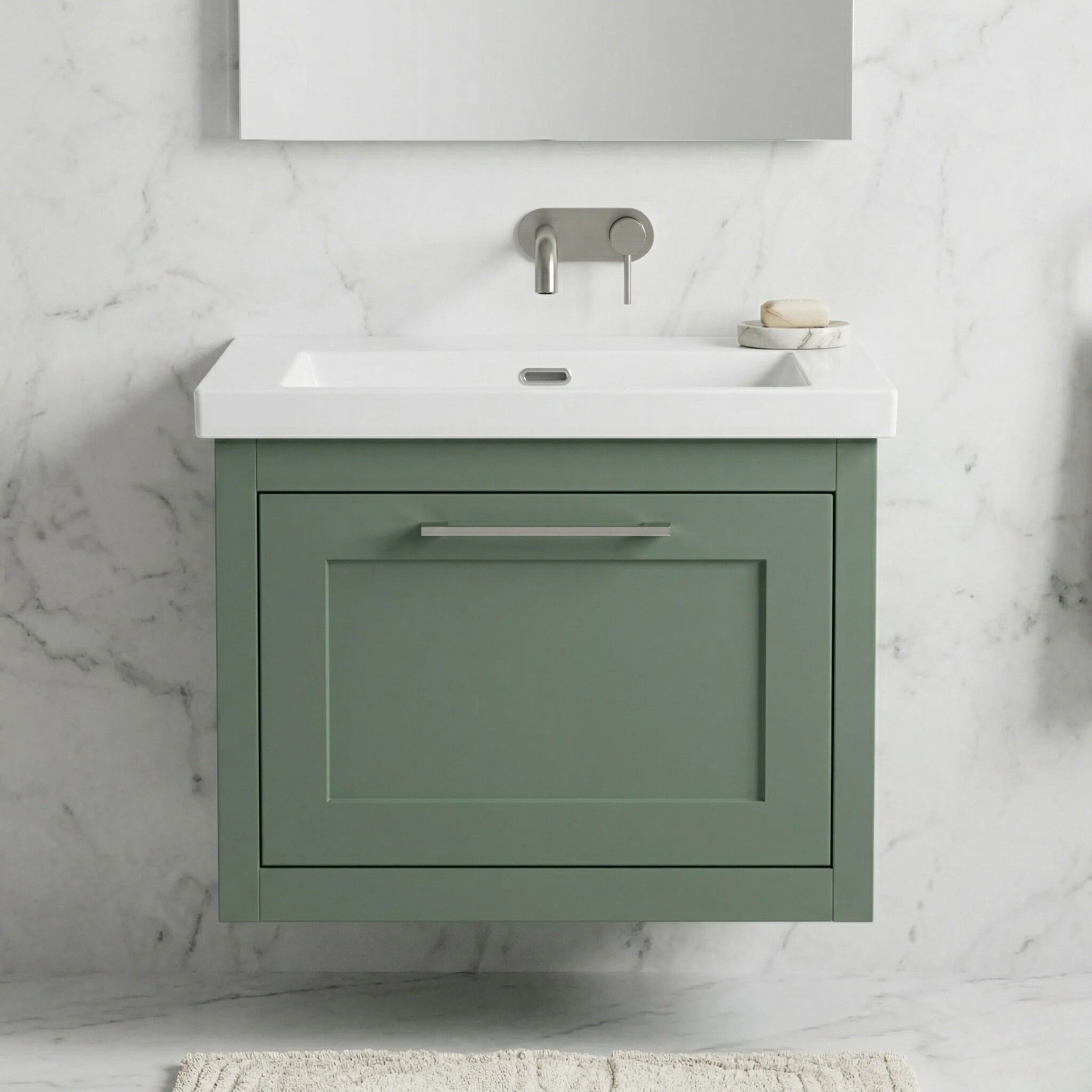 Blithbury Traditional Bathroom Wall Hung Vanity with Modern Fireclay Basin Unit - Choice of Size, Colour and Basin Type - Image 19