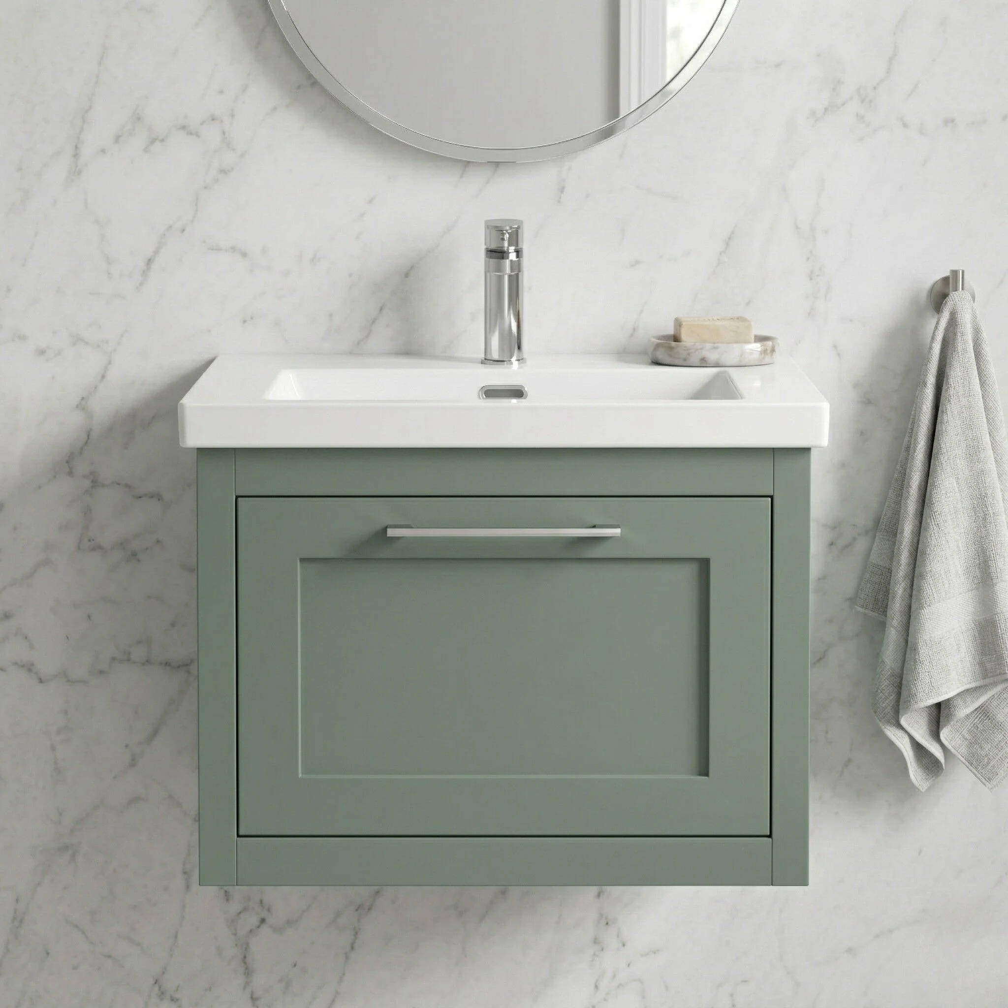 Blithbury Traditional Bathroom Wall Hung Vanity with Modern Fireclay Basin Unit - Choice of Size, Colour and Basin Type - Image 20