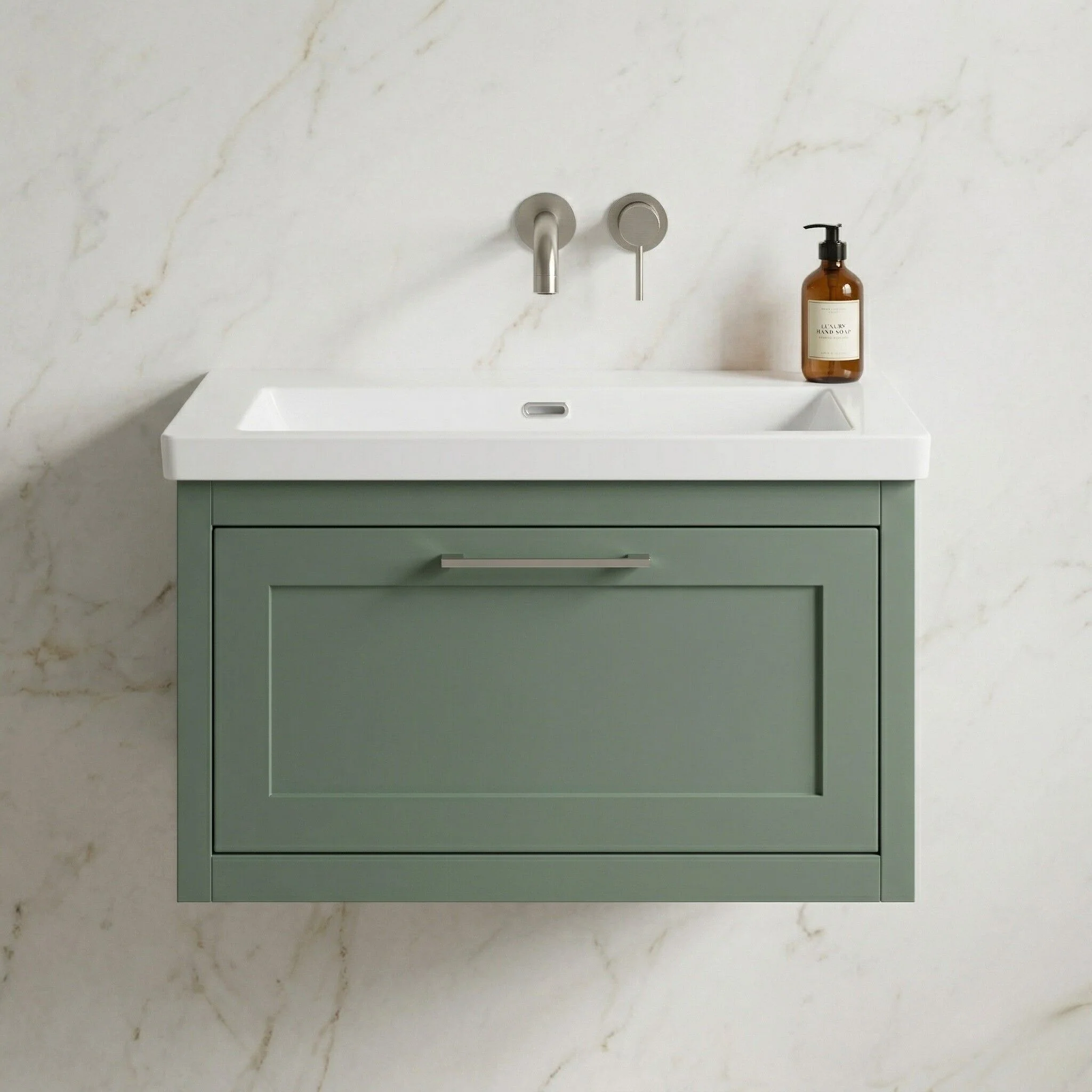Blithbury Traditional Bathroom Wall Hung Vanity with Modern Fireclay Basin Unit - Choice of Size, Colour and Basin Type - Image 22