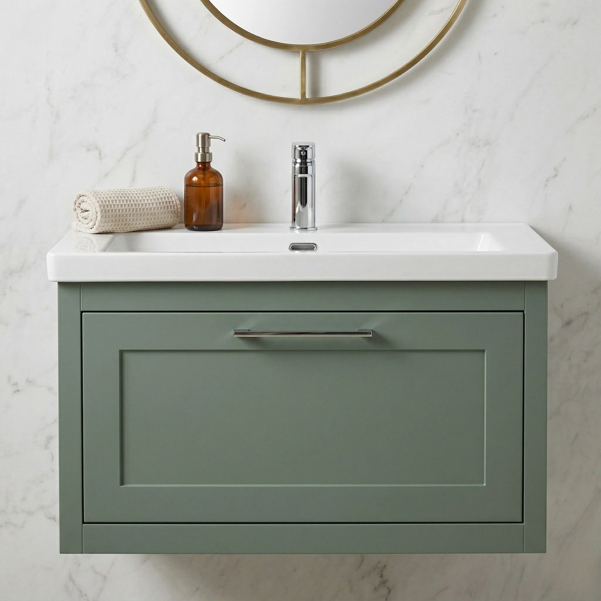 Blithbury Traditional Bathroom Wall Hung Vanity with Modern Fireclay Basin Unit - Choice of Size, Colour and Basin Type - Image 23