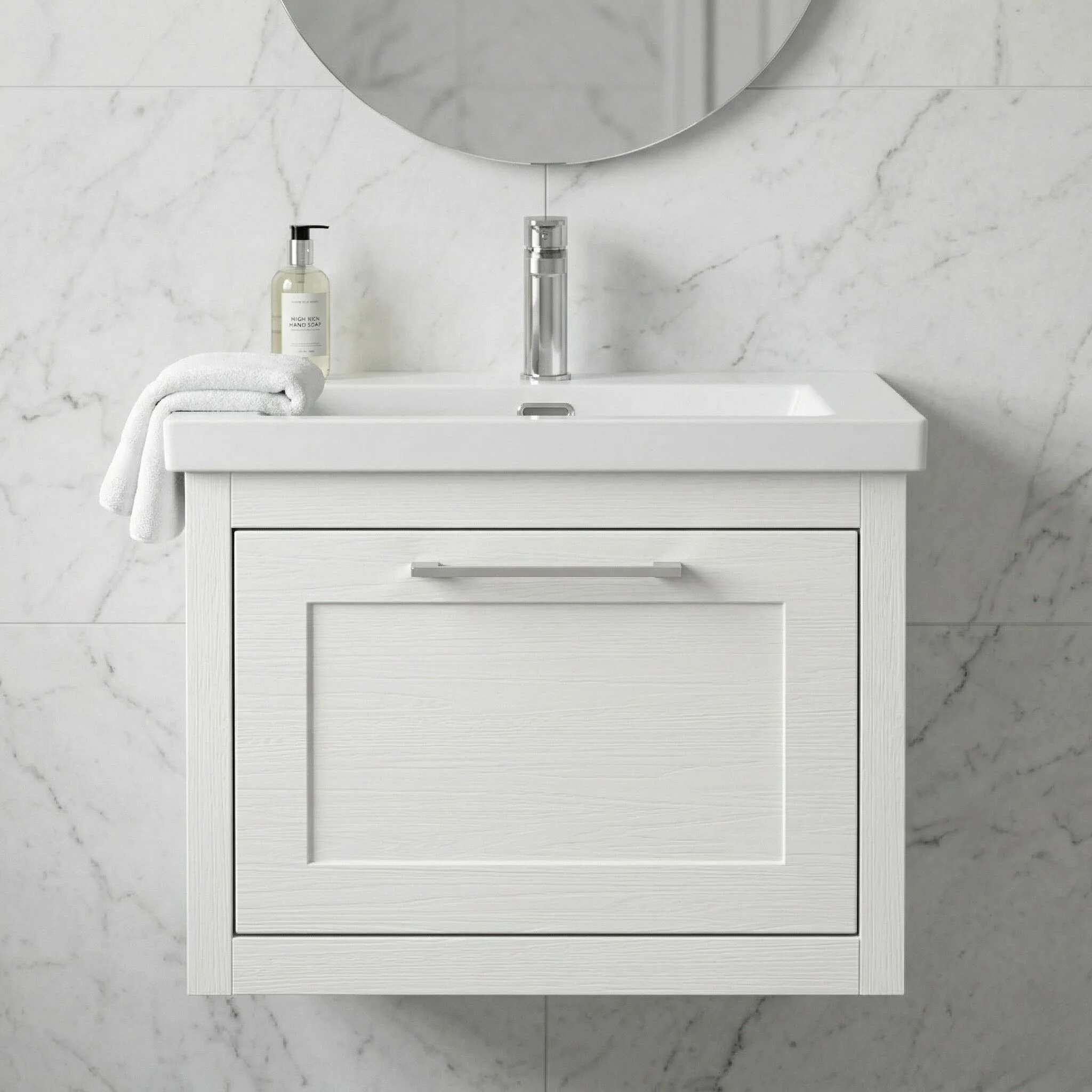 Blithbury Traditional Bathroom Wall Hung Vanity with Modern Fireclay Basin Unit - Choice of Size, Colour and Basin Type - Image 8