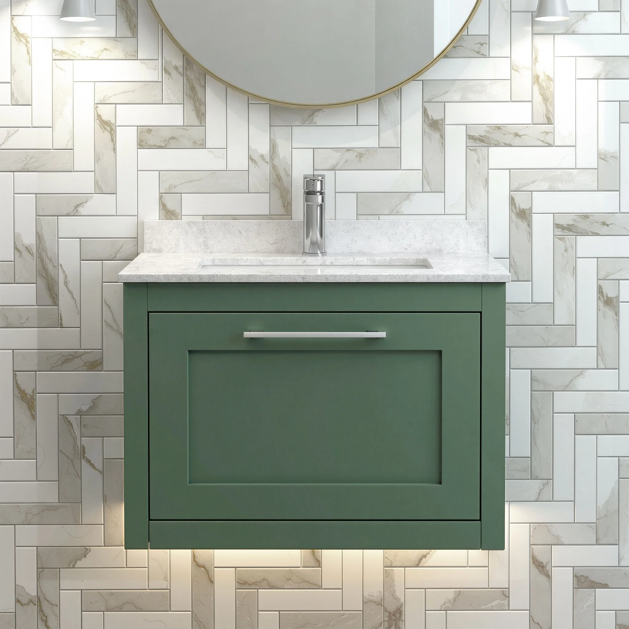 Blithbury Traditional Bathroom Wall Hung Vanity Unit and Marble Worktop Basin - Choice of Size and Colour - Image 7