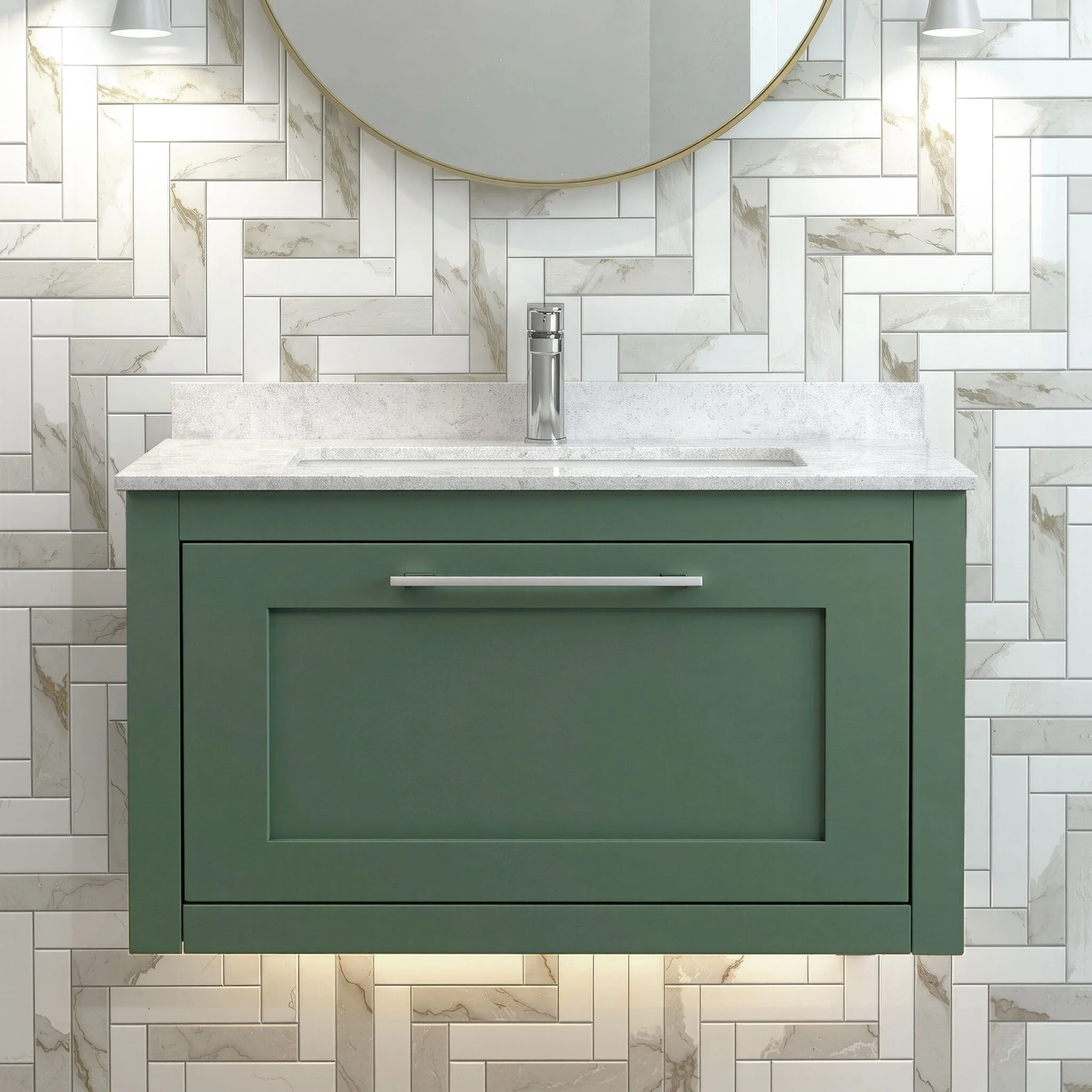 Blithbury Traditional Bathroom Wall Hung Vanity Unit and Marble Worktop Basin - Choice of Size and Colour - Image 8