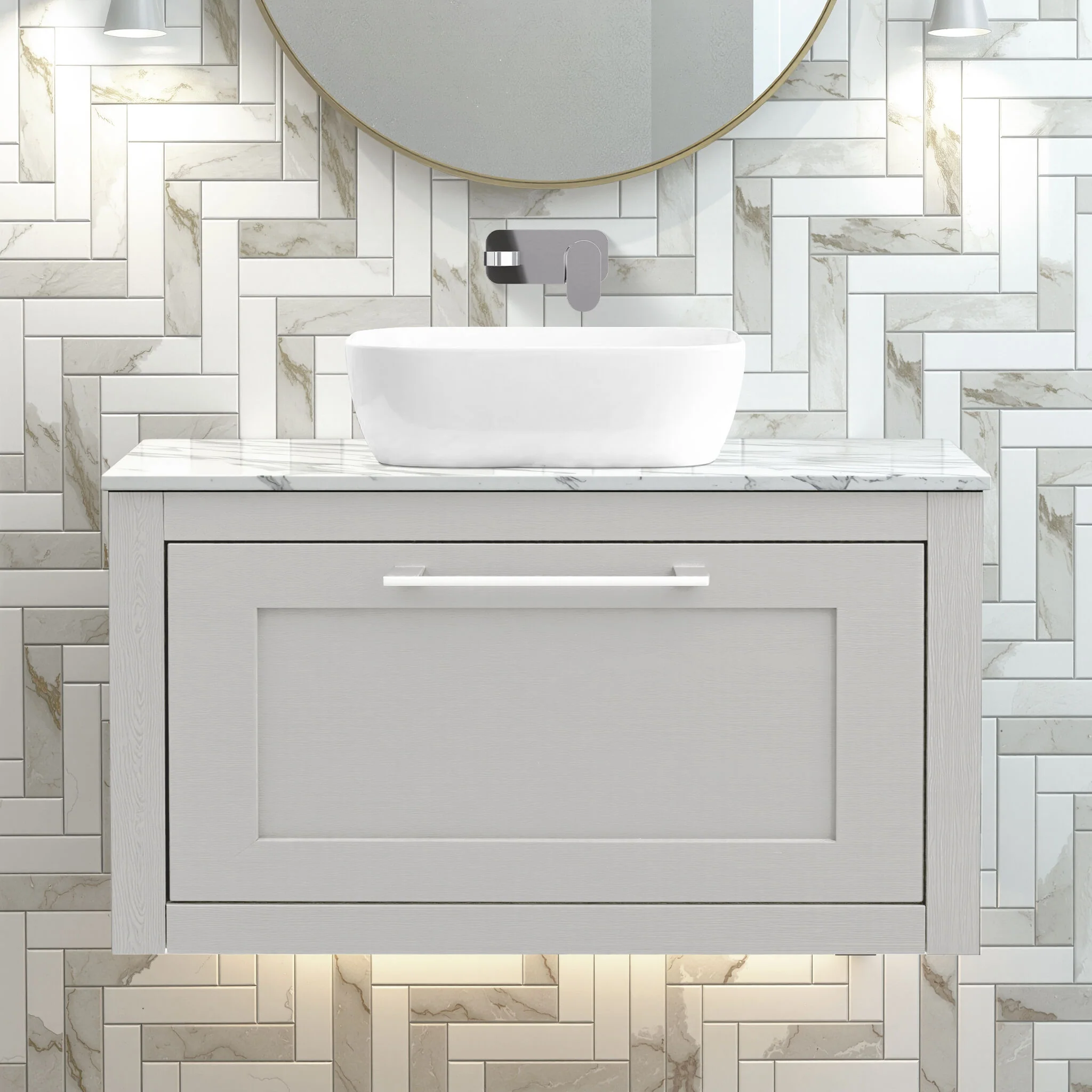 Blithbury Traditional Bathroom Wall Hung Vanity Unit and Worktop - Choice of Size and Colour - Image 13