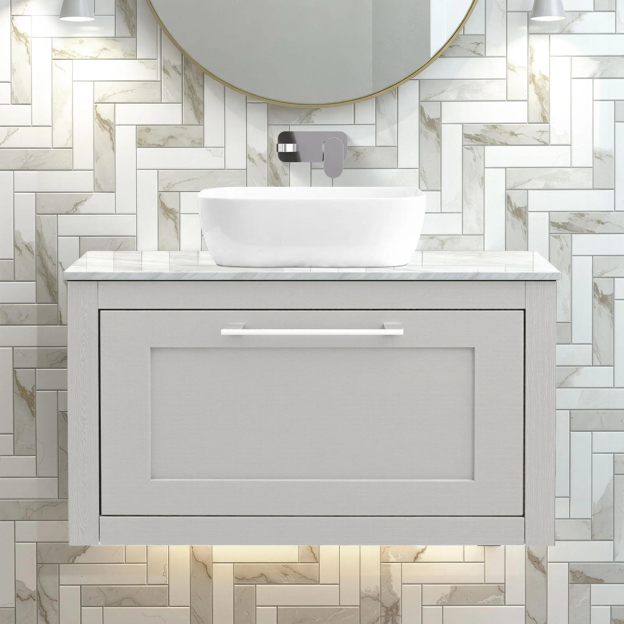 Blithbury Traditional Bathroom Wall Hung Vanity Unit and Worktop - Choice of Size and Colour - Image 14