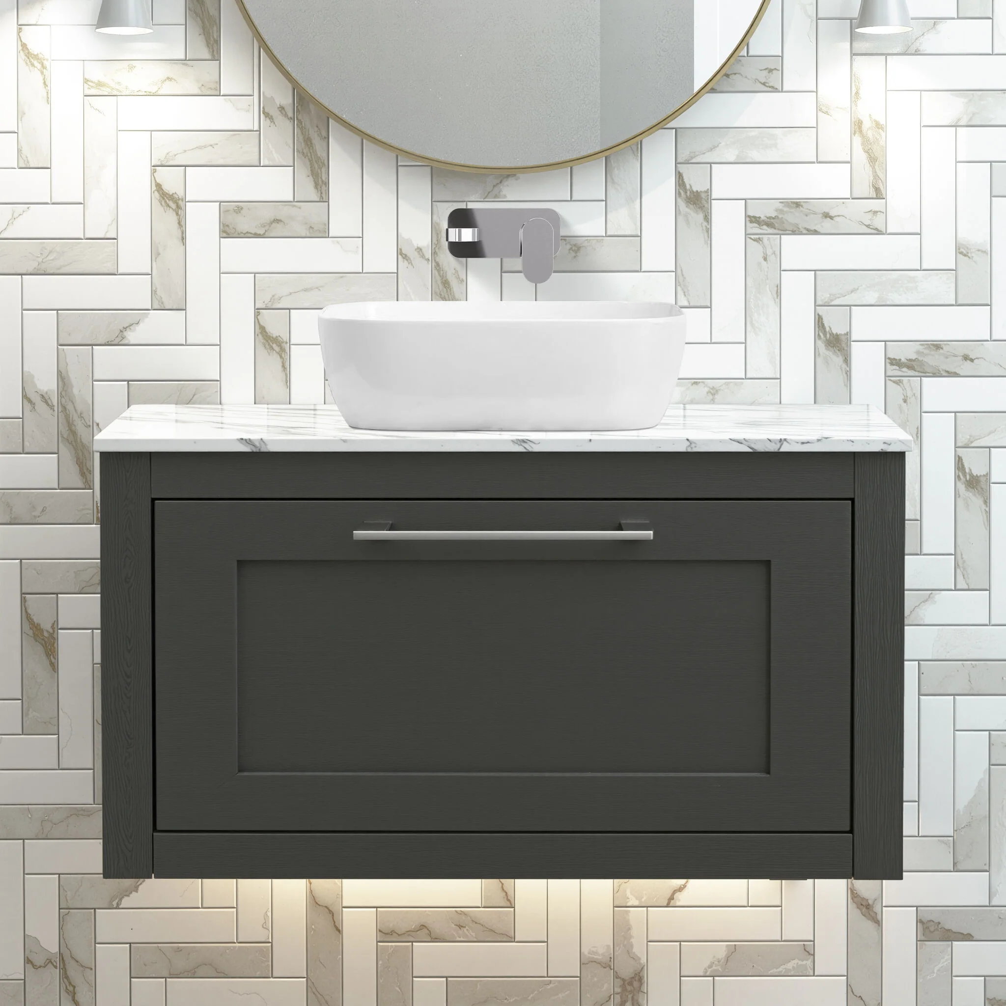 Blithbury Traditional Bathroom Wall Hung Vanity Unit and Worktop - Choice of Size and Colour - Image 4