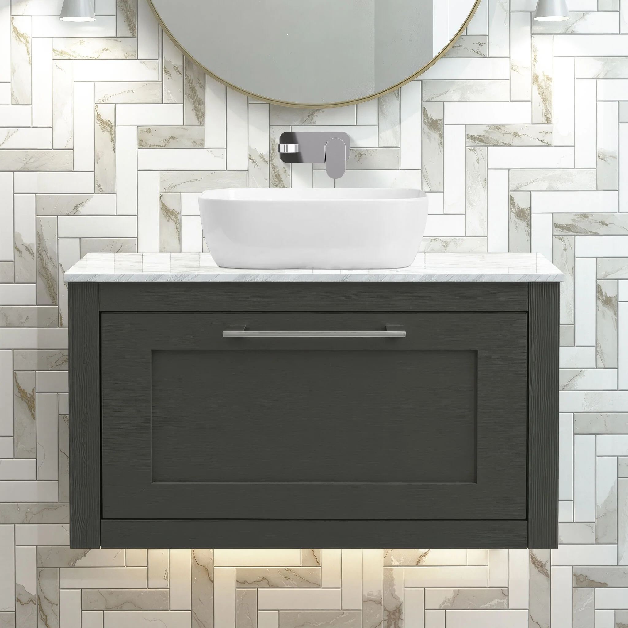Blithbury Traditional Bathroom Wall Hung Vanity Unit and Worktop - Choice of Size and Colour - Image 5