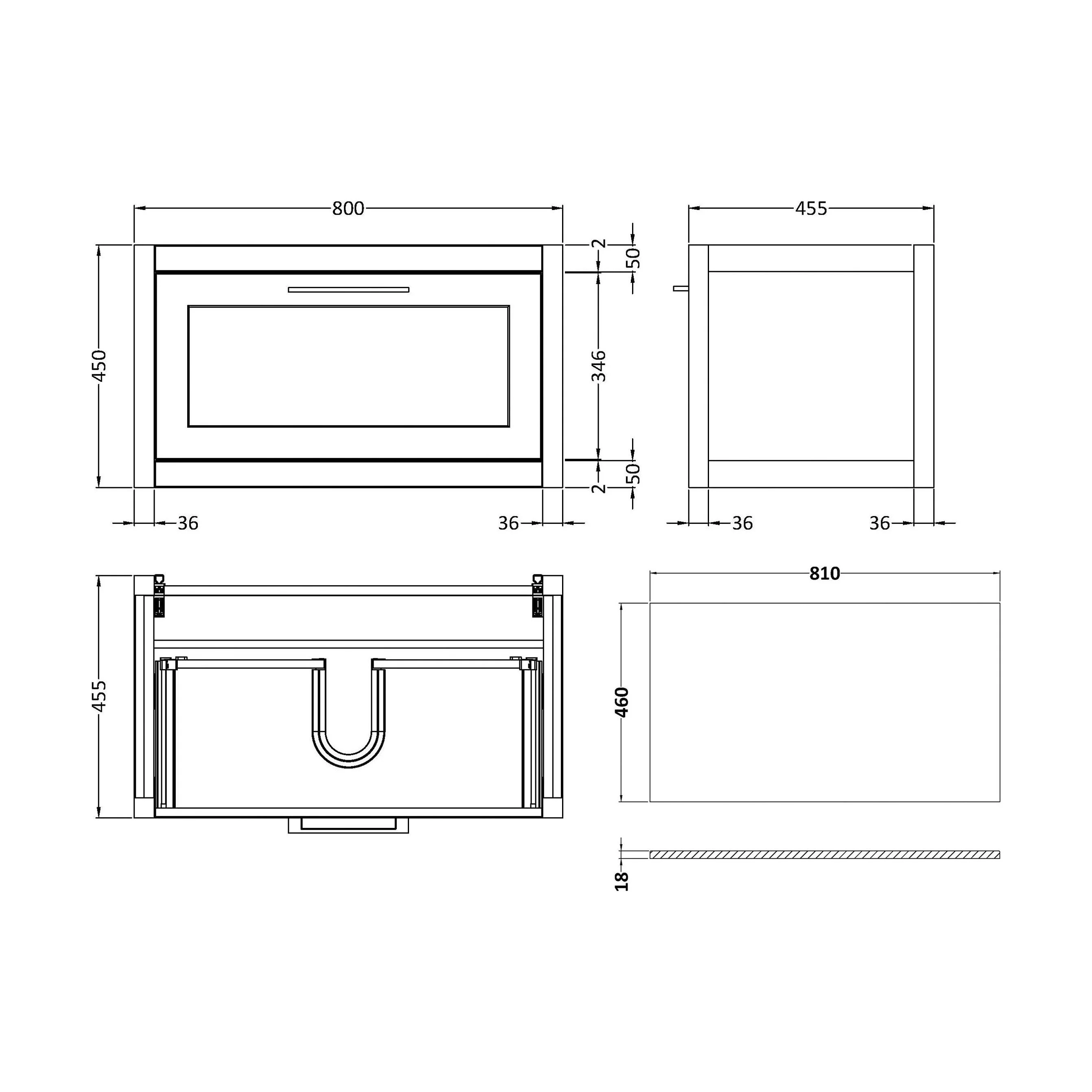 Blithbury Traditional Bathroom Wall Hung Vanity Unit and Worktop - Choice of Size and Colour - Image 55