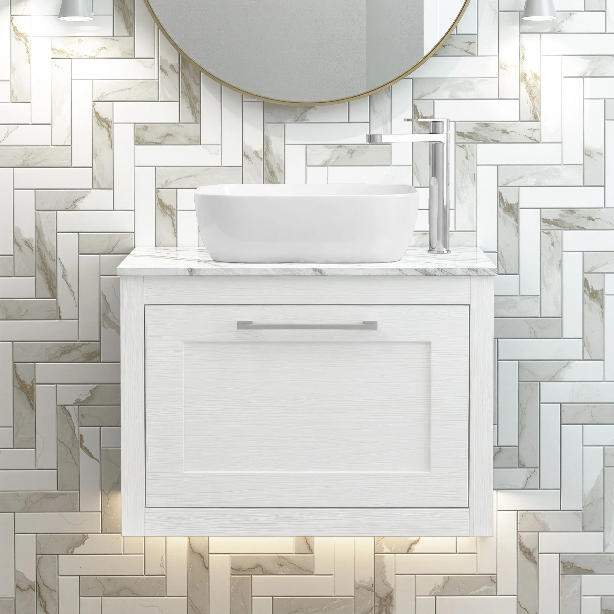 Blithbury Traditional Bathroom Wall Hung Vanity Unit and Worktop - Choice of Size and Colour - Image 6