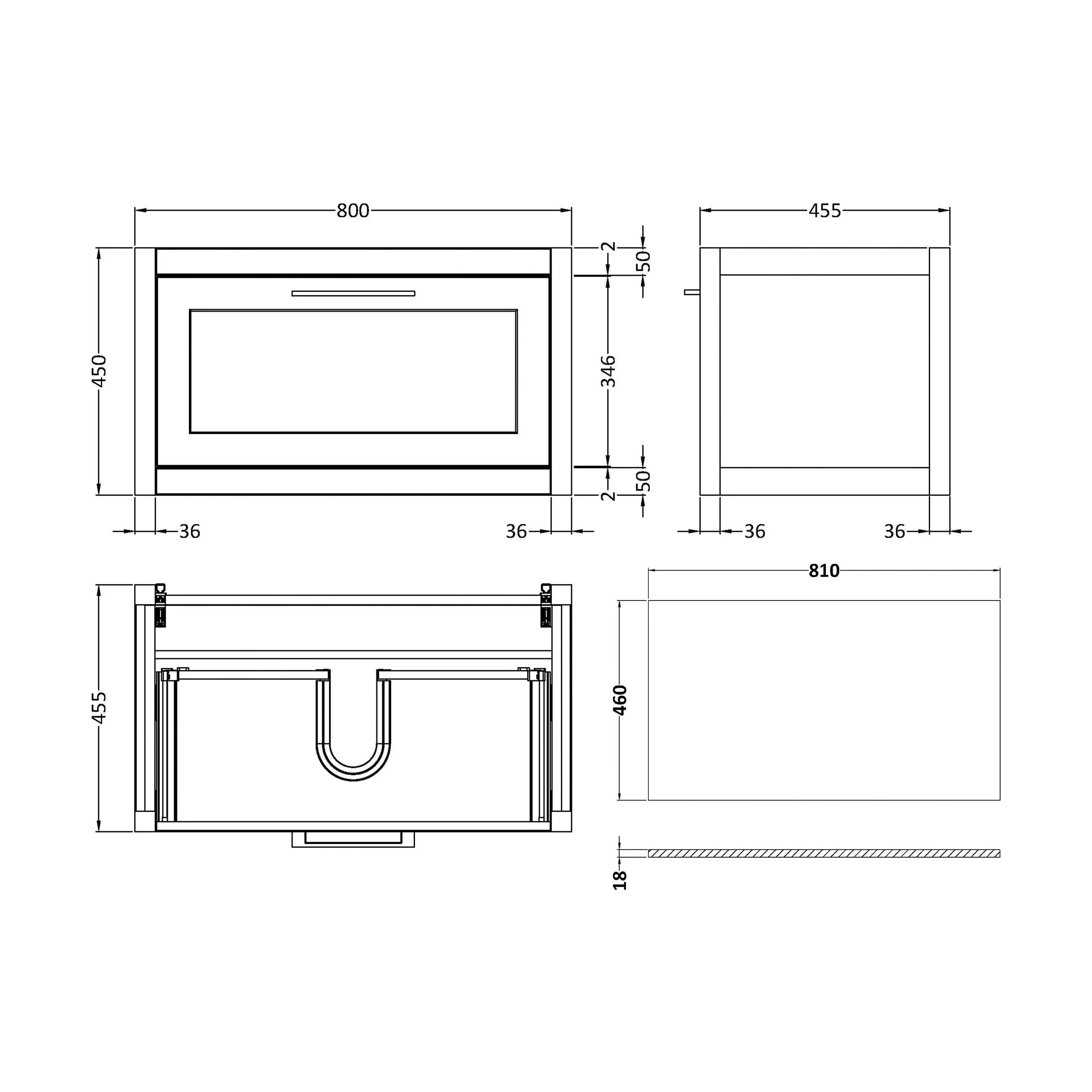 Blithbury Traditional Bathroom Wall Hung Vanity Unit and Worktop - Choice of Size and Colour - Image 64