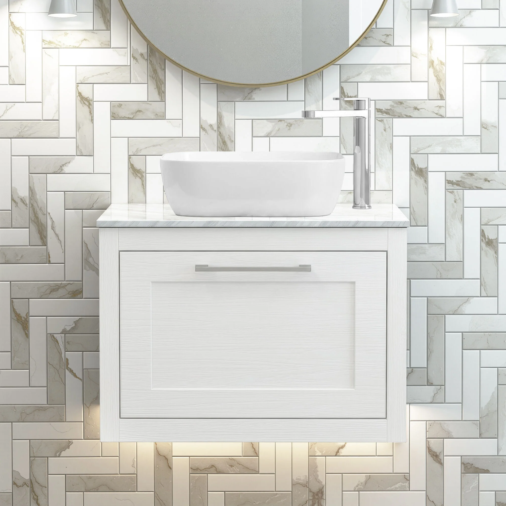 Blithbury Traditional Bathroom Wall Hung Vanity Unit and Worktop - Choice of Size and Colour - Image 7