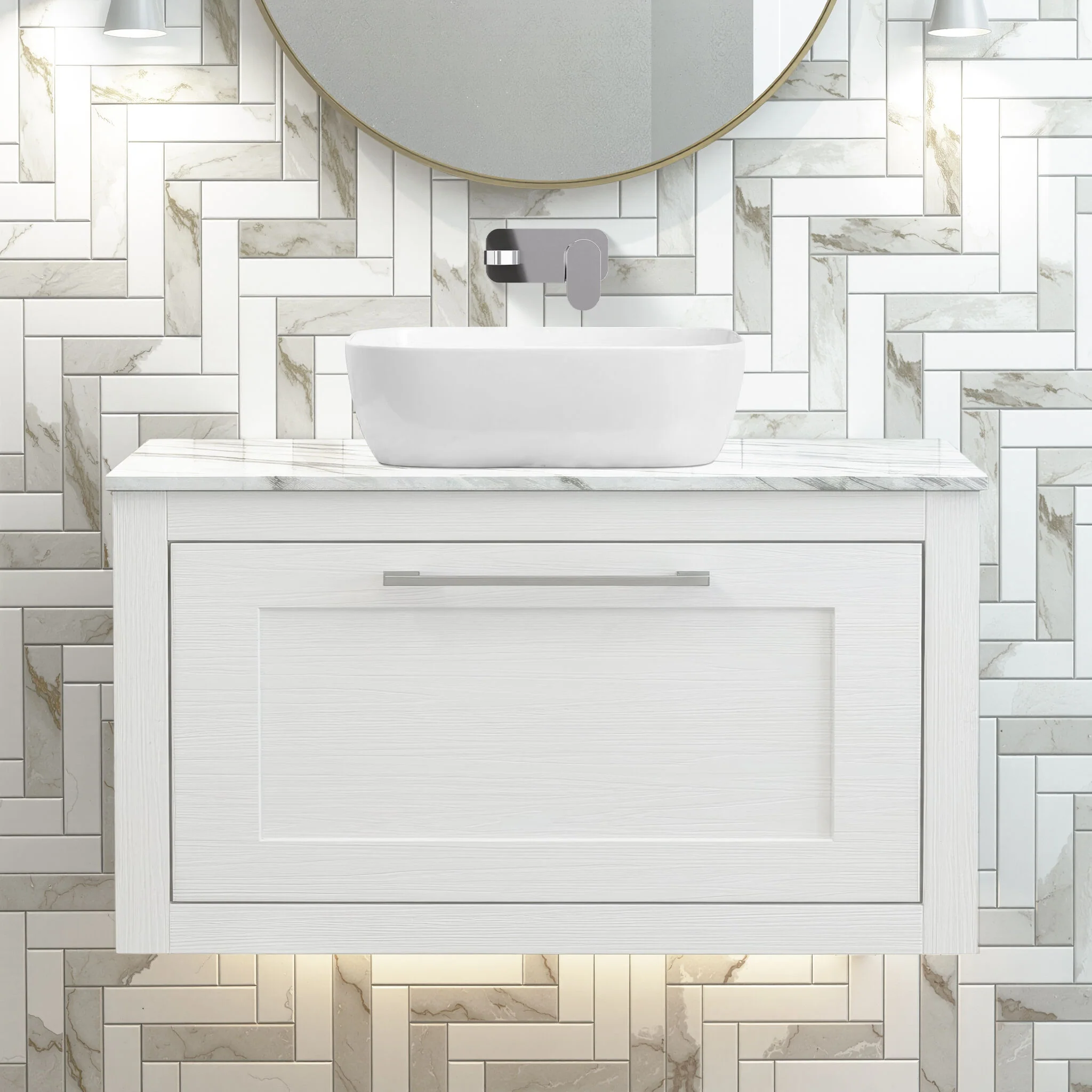 Blithbury Traditional Bathroom Wall Hung Vanity Unit and Worktop - Choice of Size and Colour - Image 8