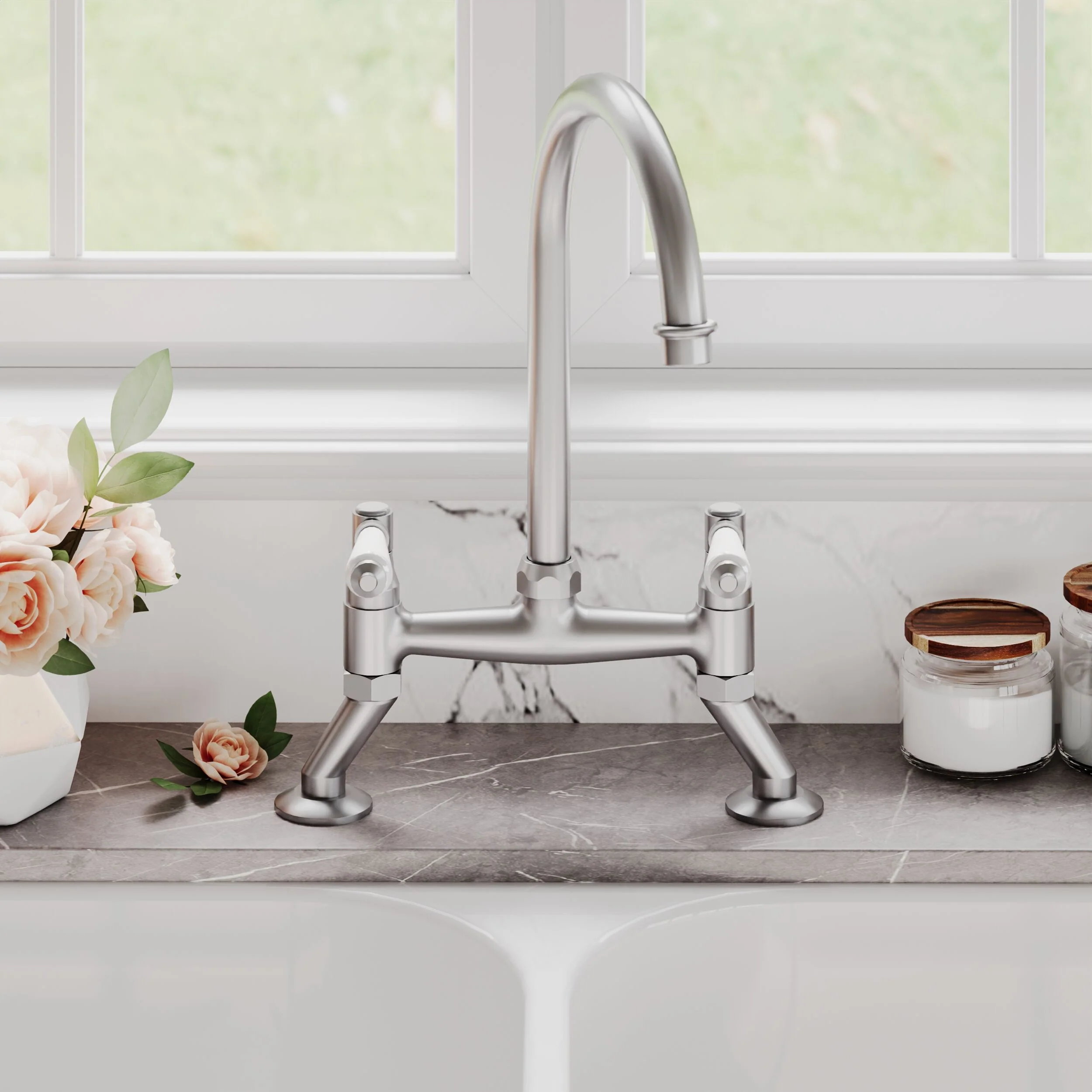Norbury Bridge Mixer Kitchen Tap - Crosshead or Lever Handles, Choice of Colour - Image 16