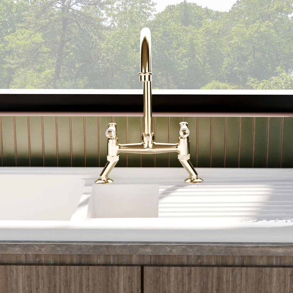 Norbury Bridge Mixer Kitchen Tap - Crosshead or Lever Handles, Choice of Colour - Image 22