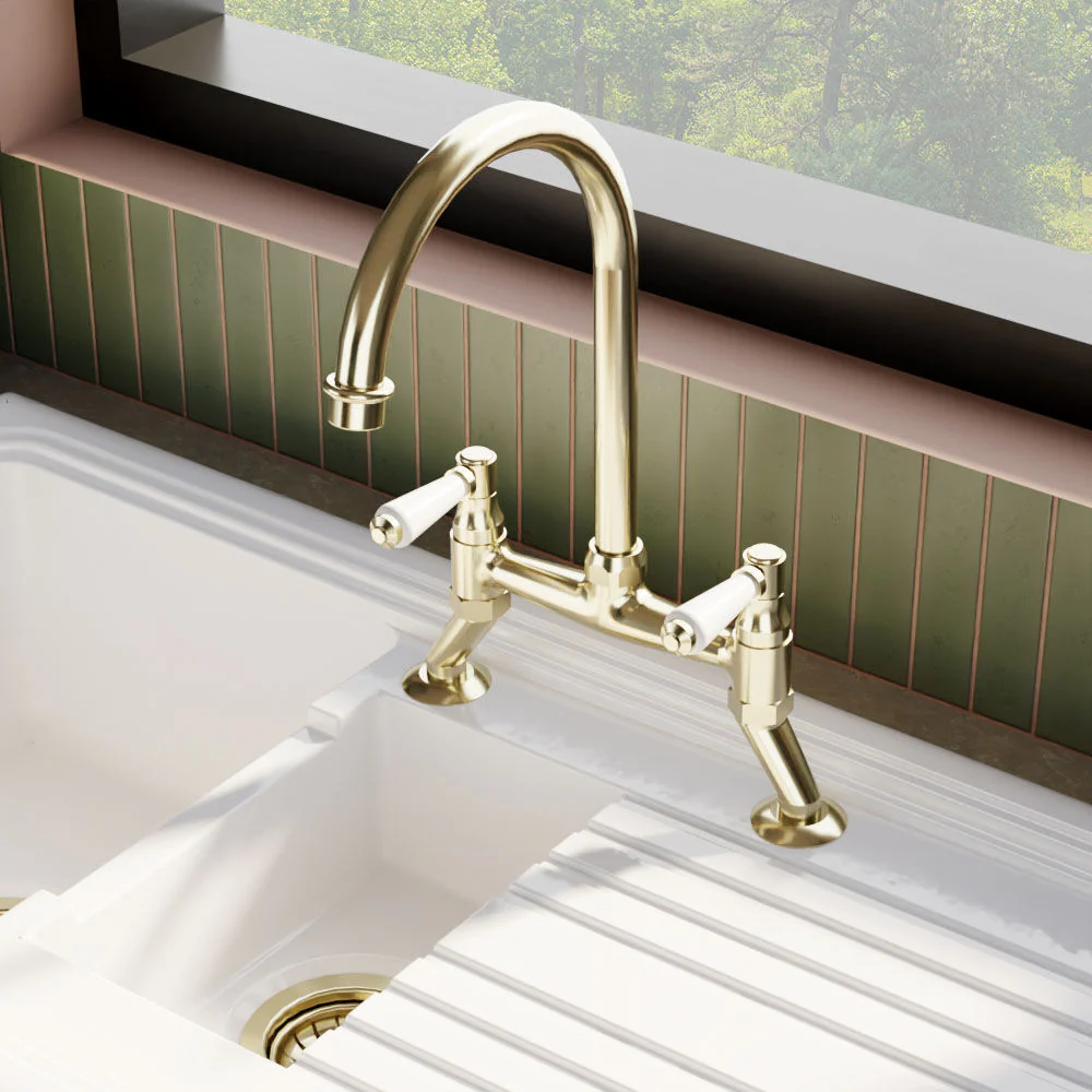 Norbury Bridge Mixer Kitchen Tap - Crosshead or Lever Handles, Choice of Colour - Image 24