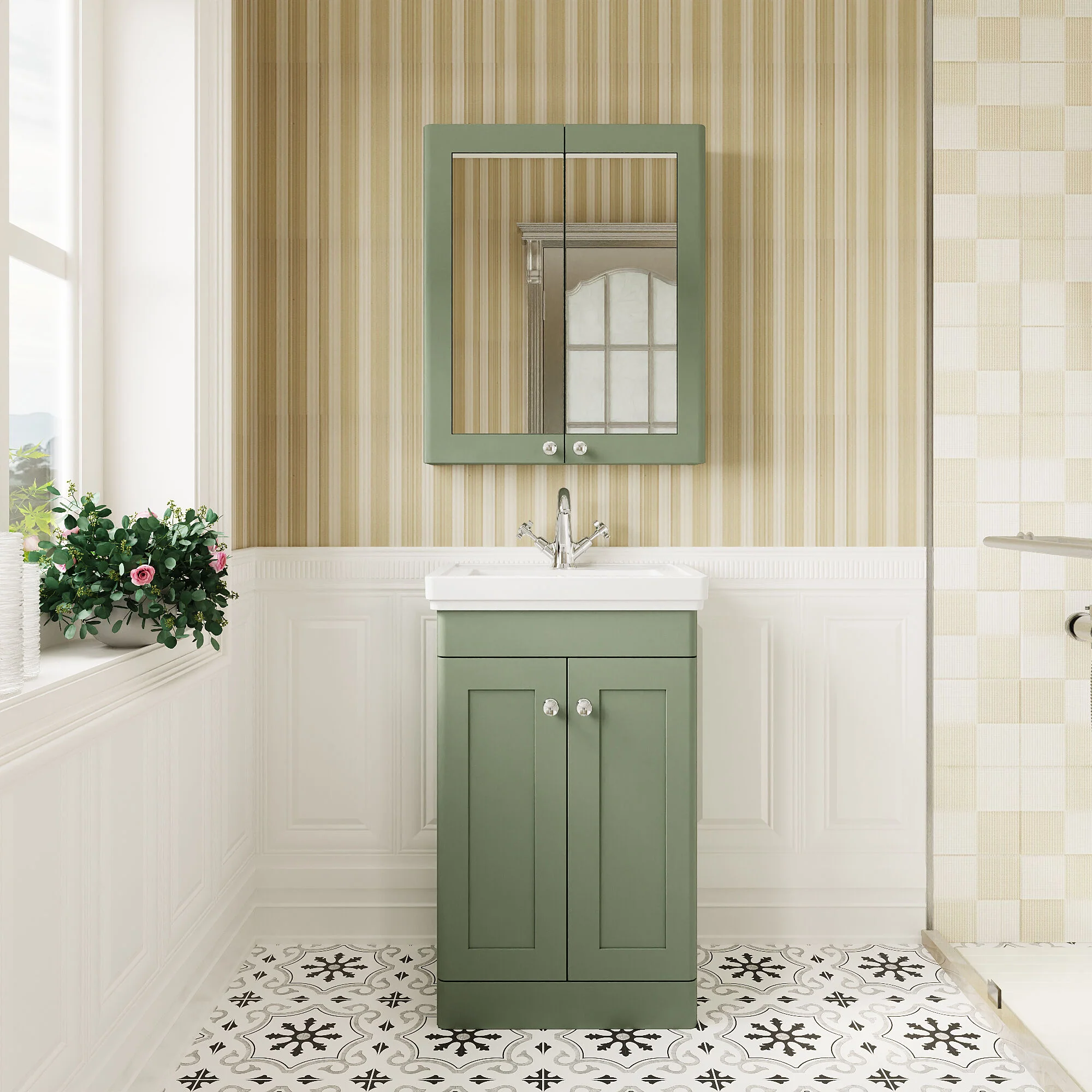 Swynnerton Traditional Floor Standing Vanity Basin Unit with 1 Tap Hole Ceramic Basin - Choice of Size and Finish - Image 12