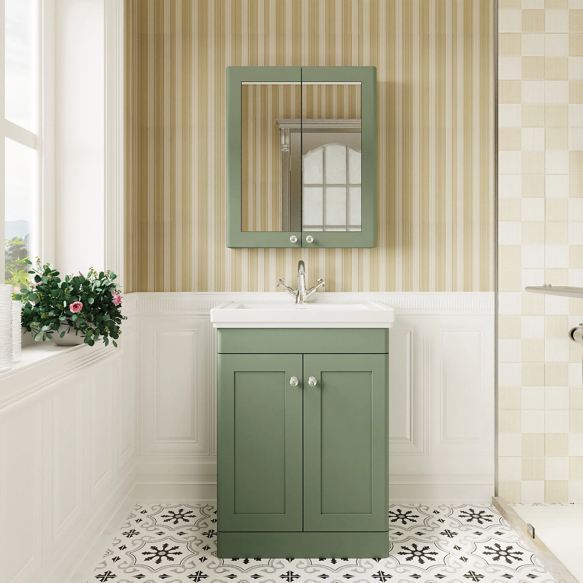 Swynnerton Traditional Floor Standing Vanity Basin Unit with 1 Tap Hole Ceramic Basin - Choice of Size and Finish - Image 13